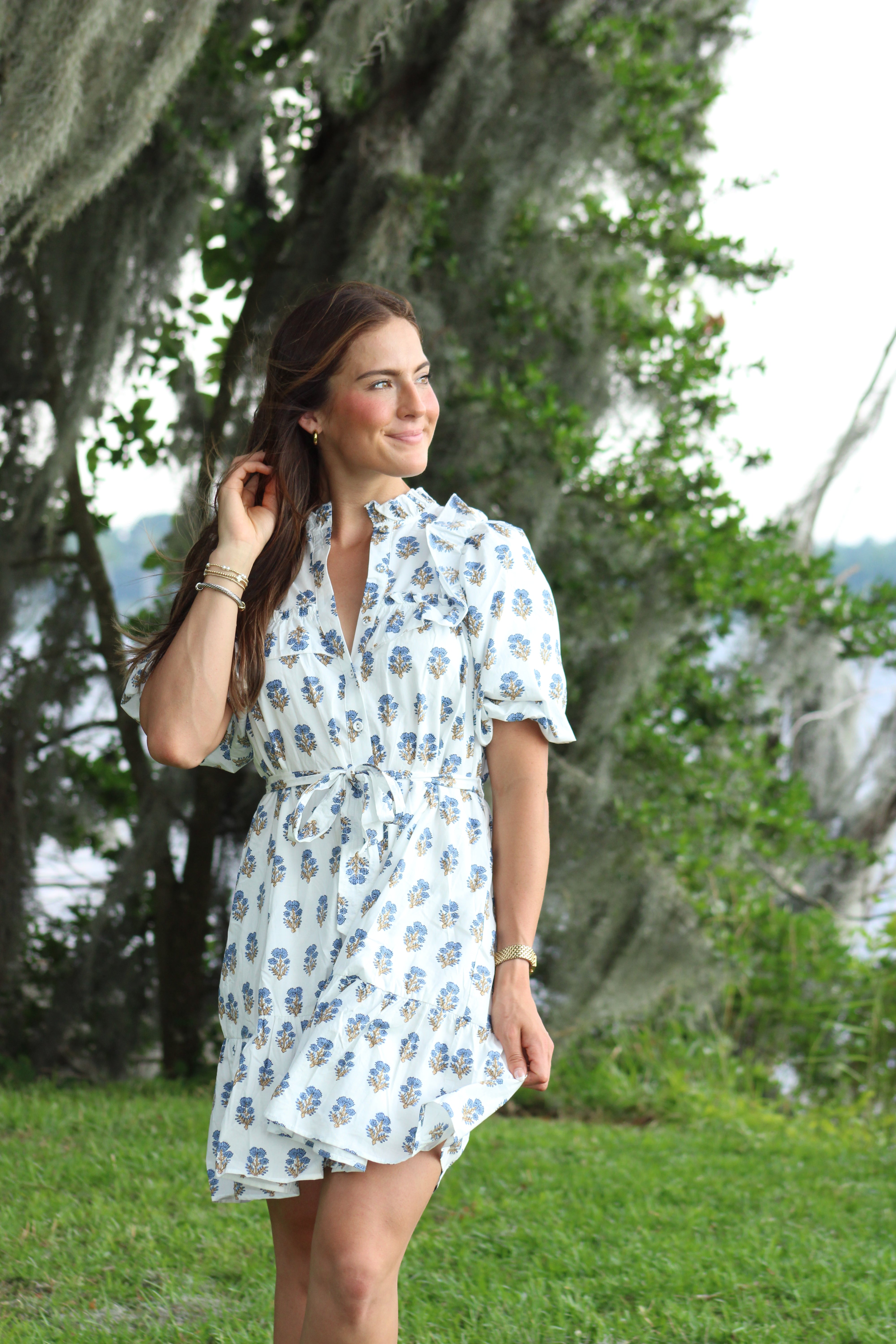 Safe Haven Mini Dress - White/Blue