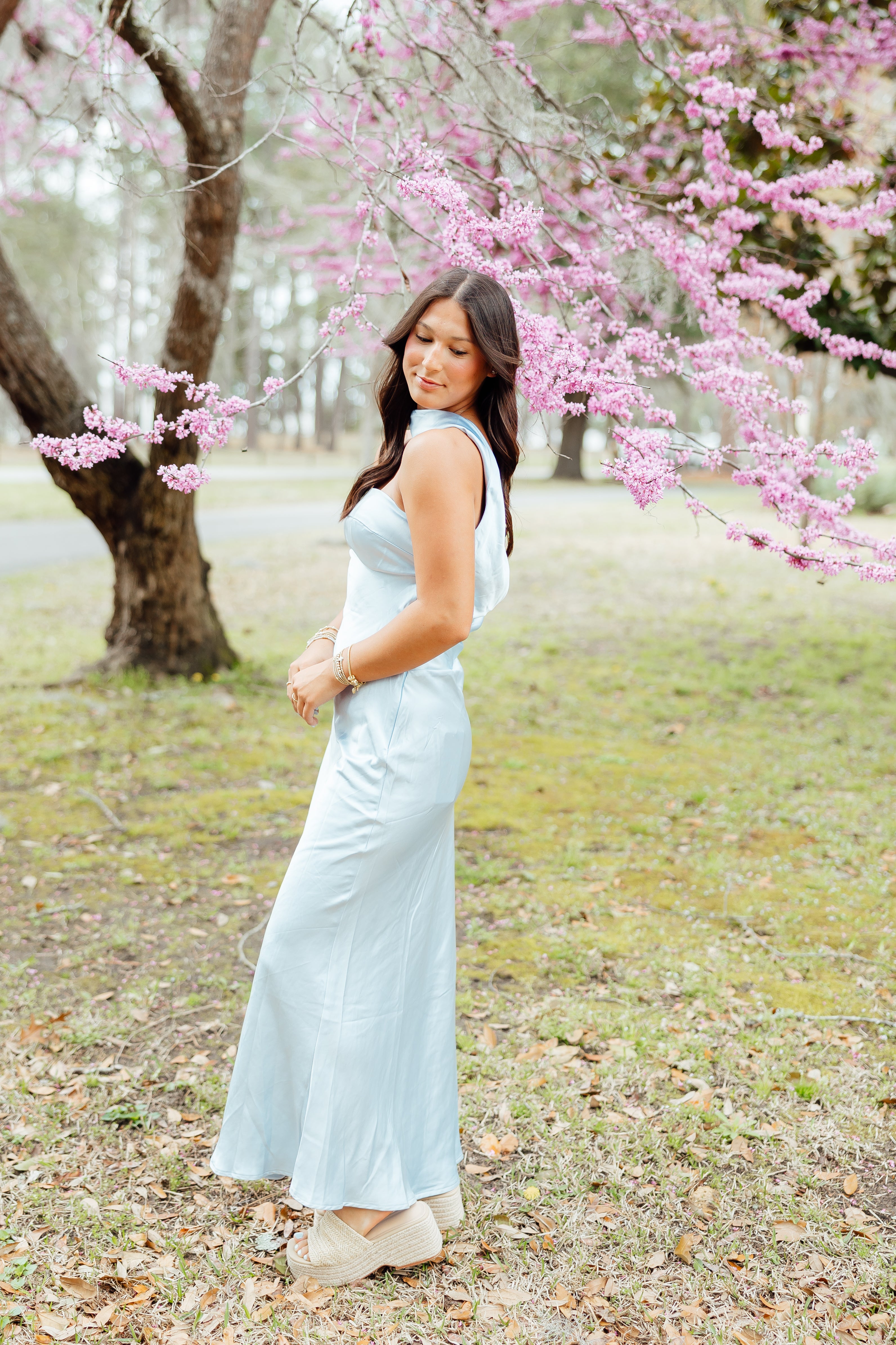 What Dreams Are Made Of Satin Formal Dress - Baby Blue
