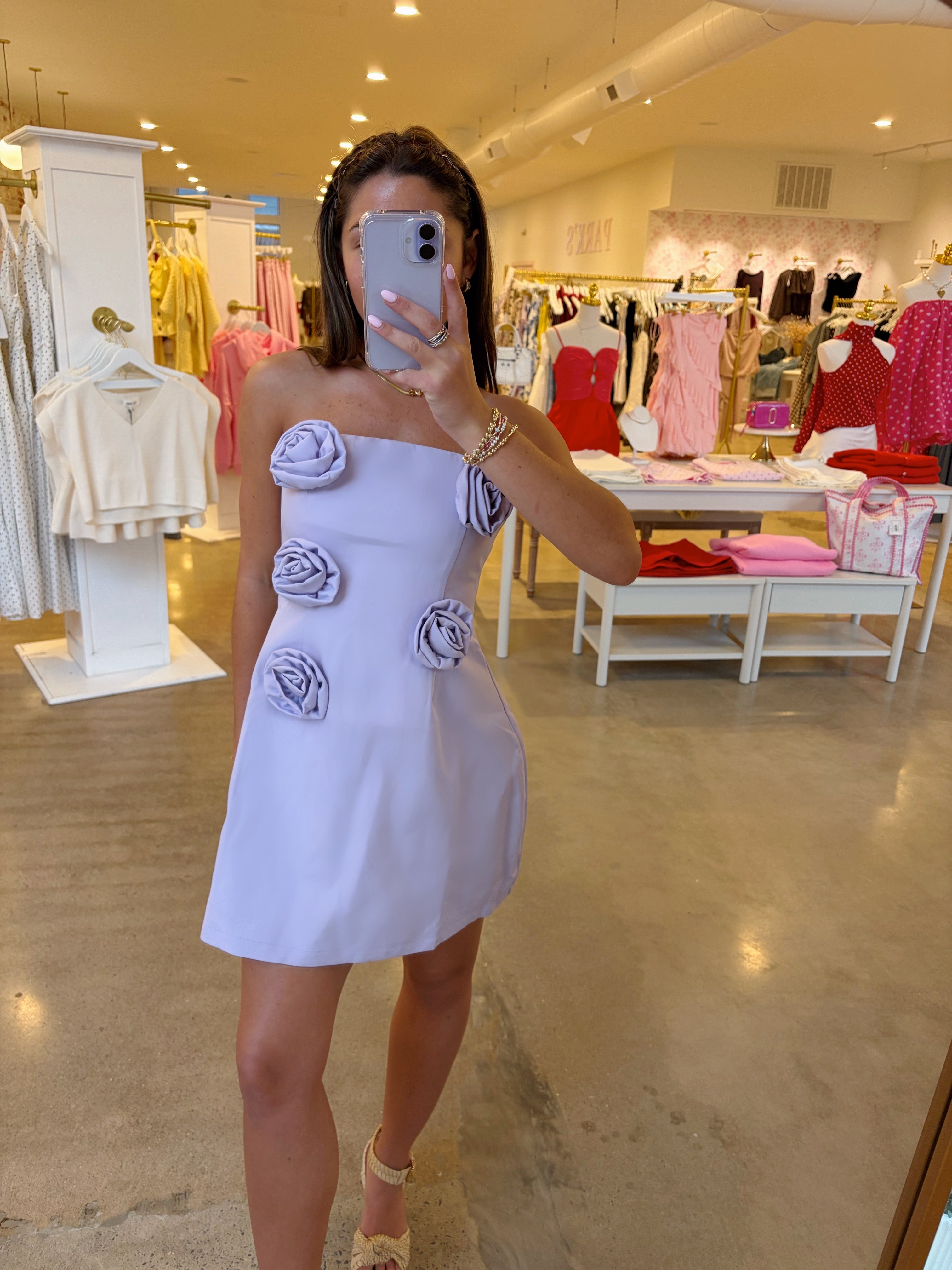 Malea Rose Detail Mini Dress - Lilac