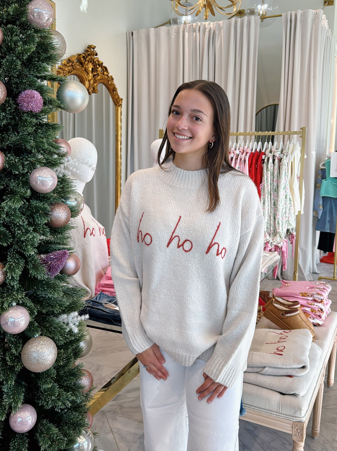 Ho Ho Ho Oversized Sweater - Ivory