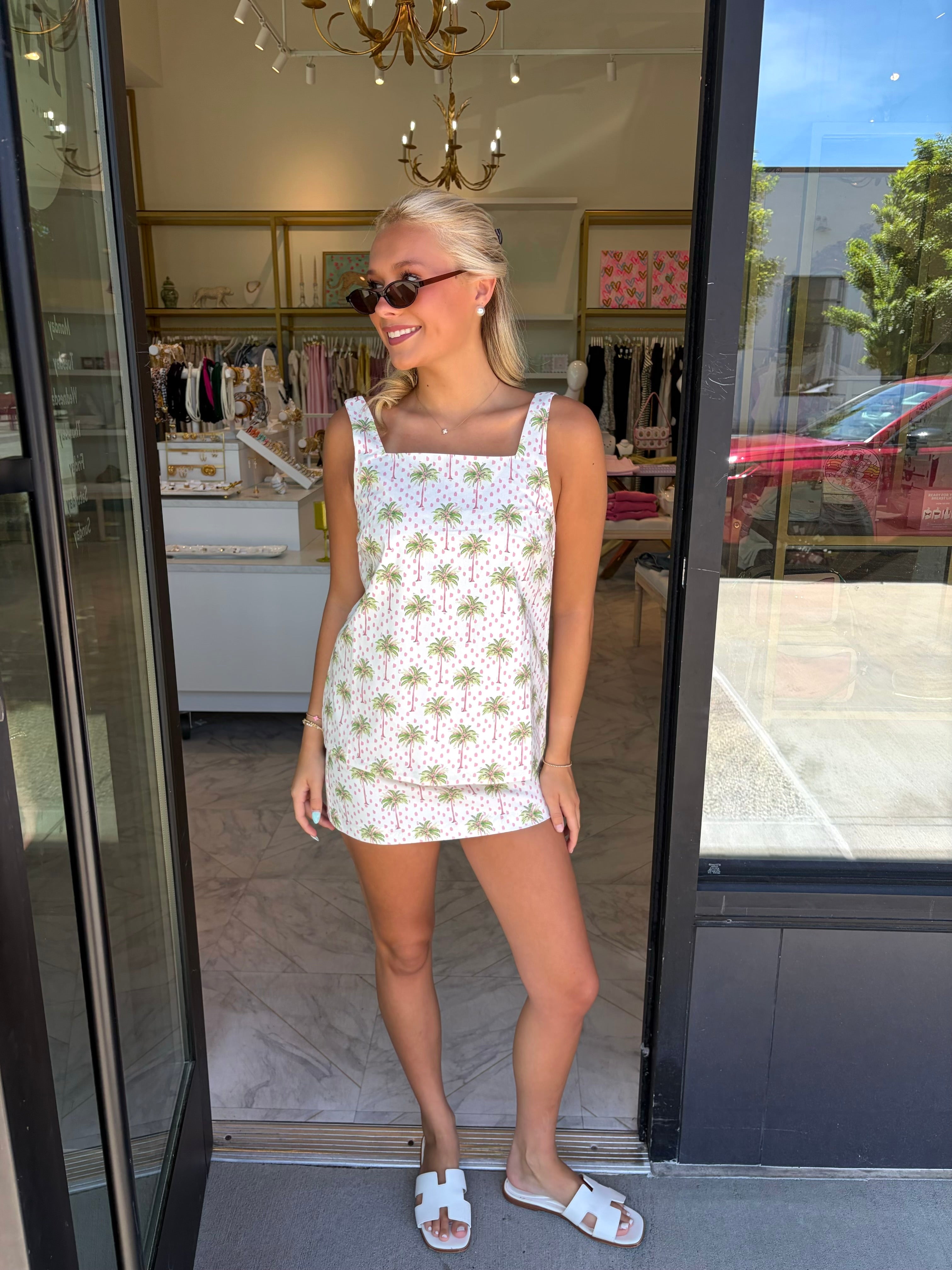 Palm Springs Top & Mini Skirt Set - Pink