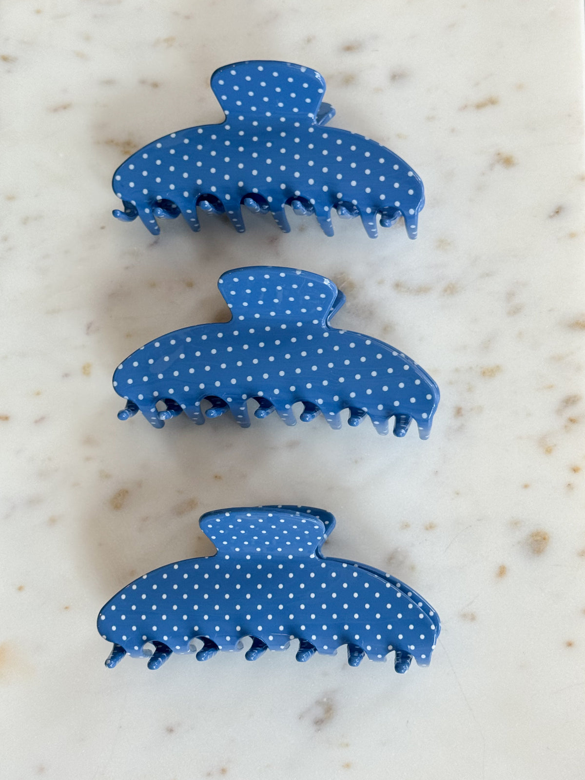Polka Dot Claw Clip - Blue