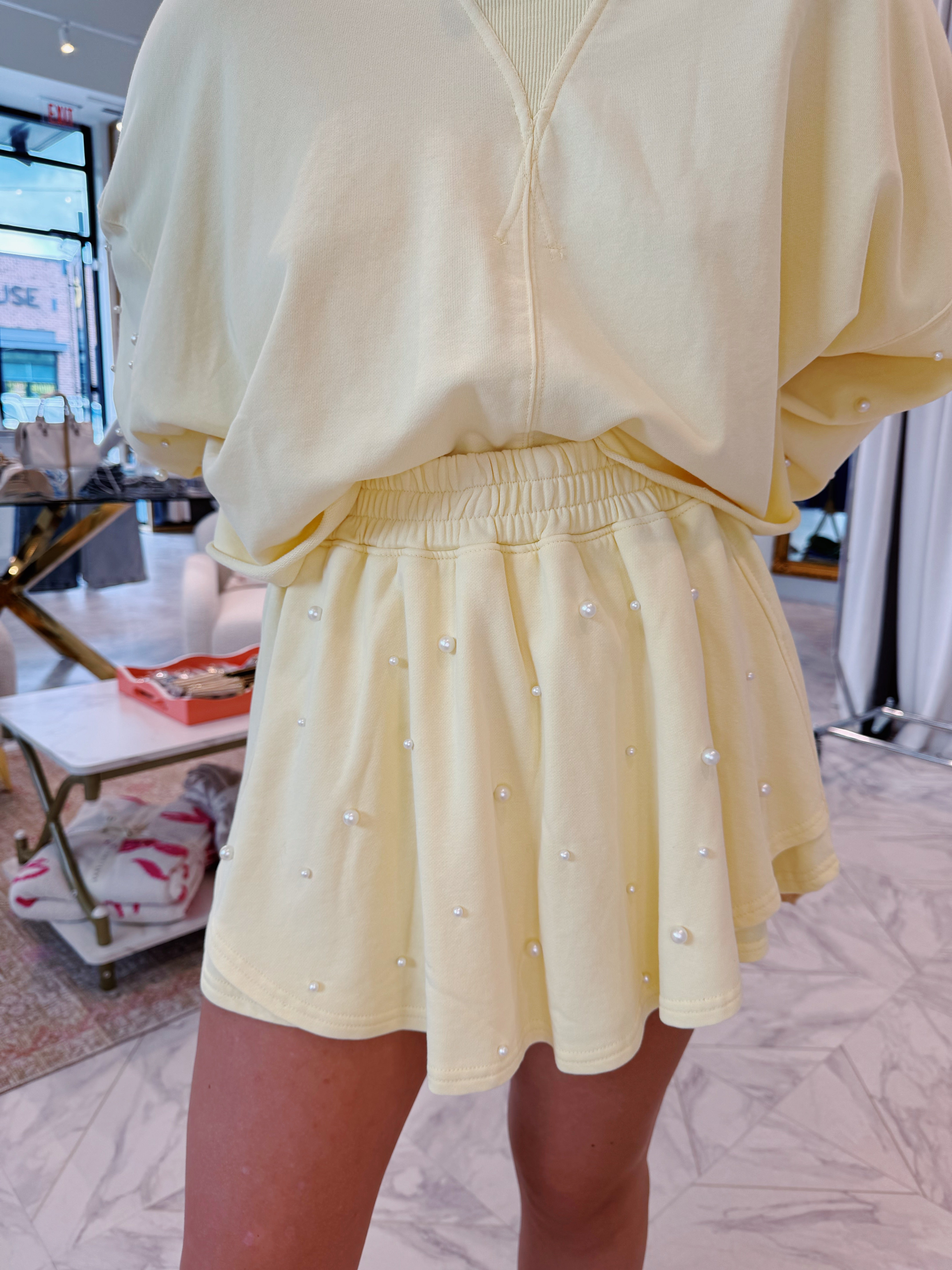 Pearl Embellished Skort - Yellow