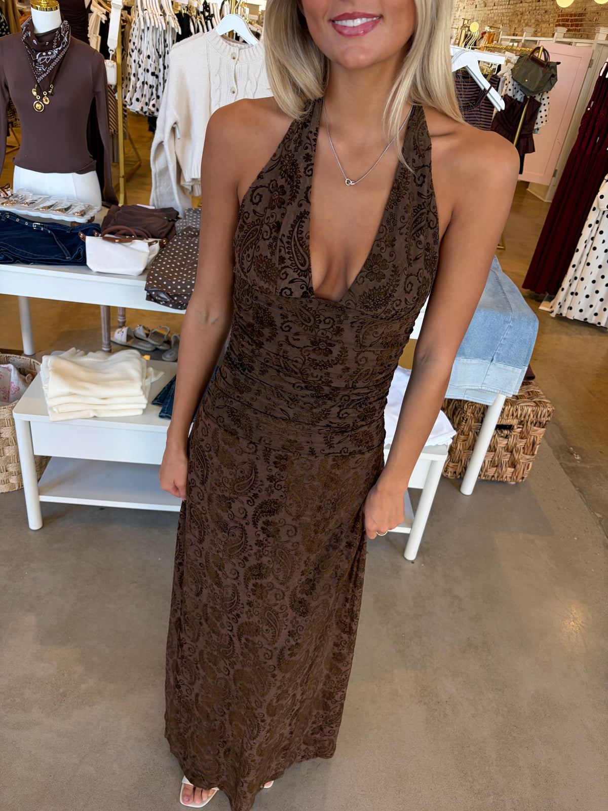 Sophie Halter Maxi Dress - Brown