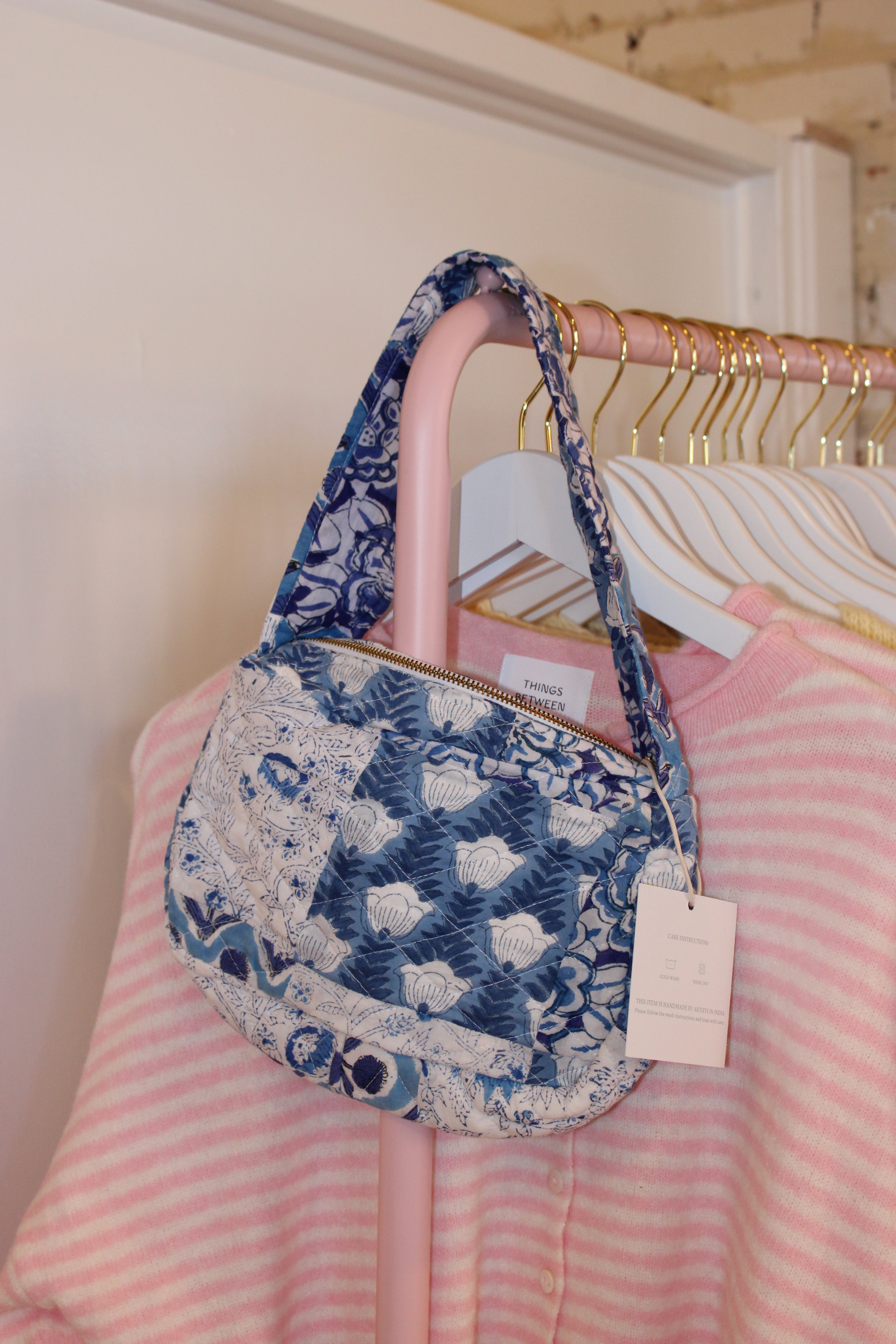 Luna Patch Mini Quilted Purse - Blue