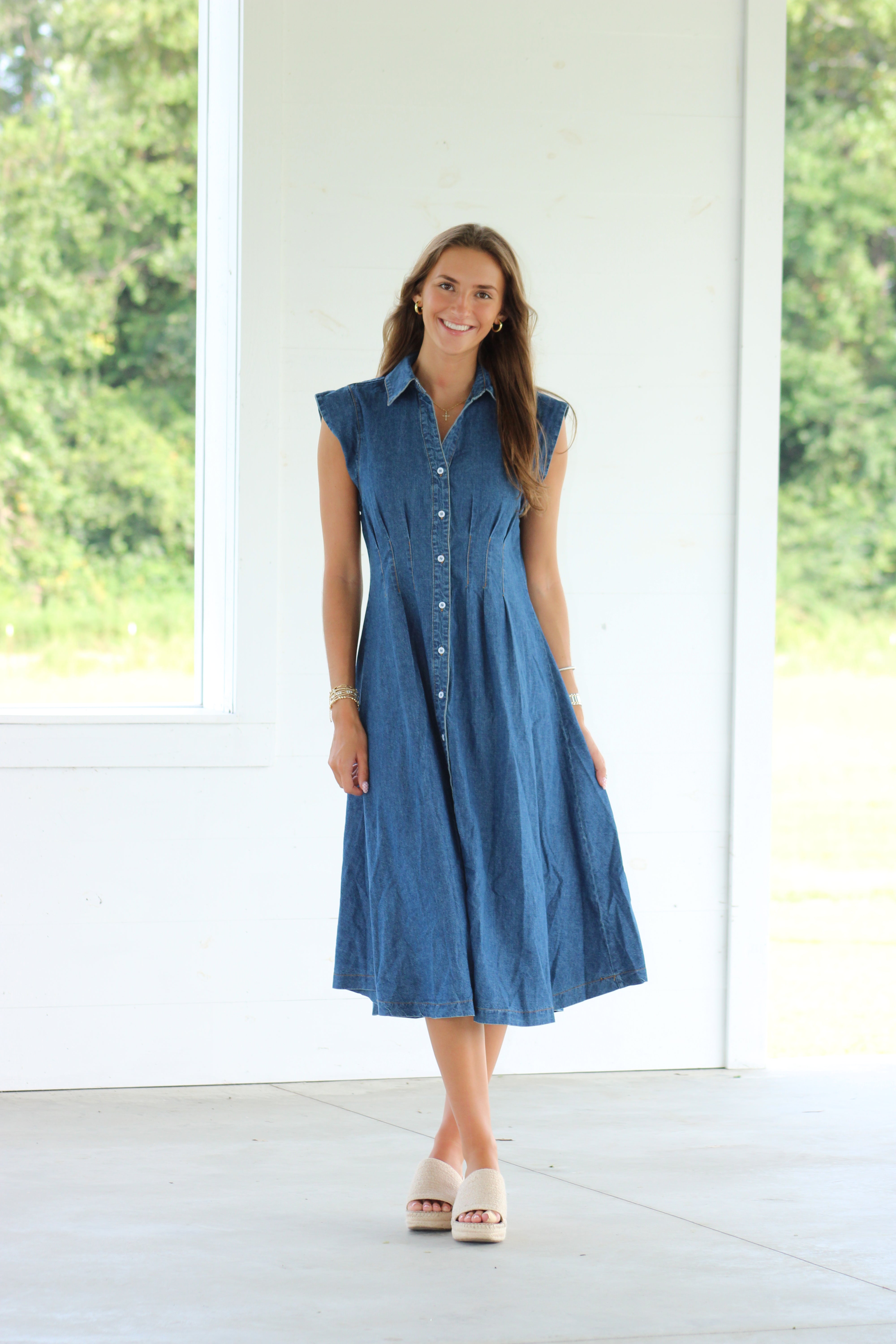 Ruthy Midi Denim Dress - Dark Wash