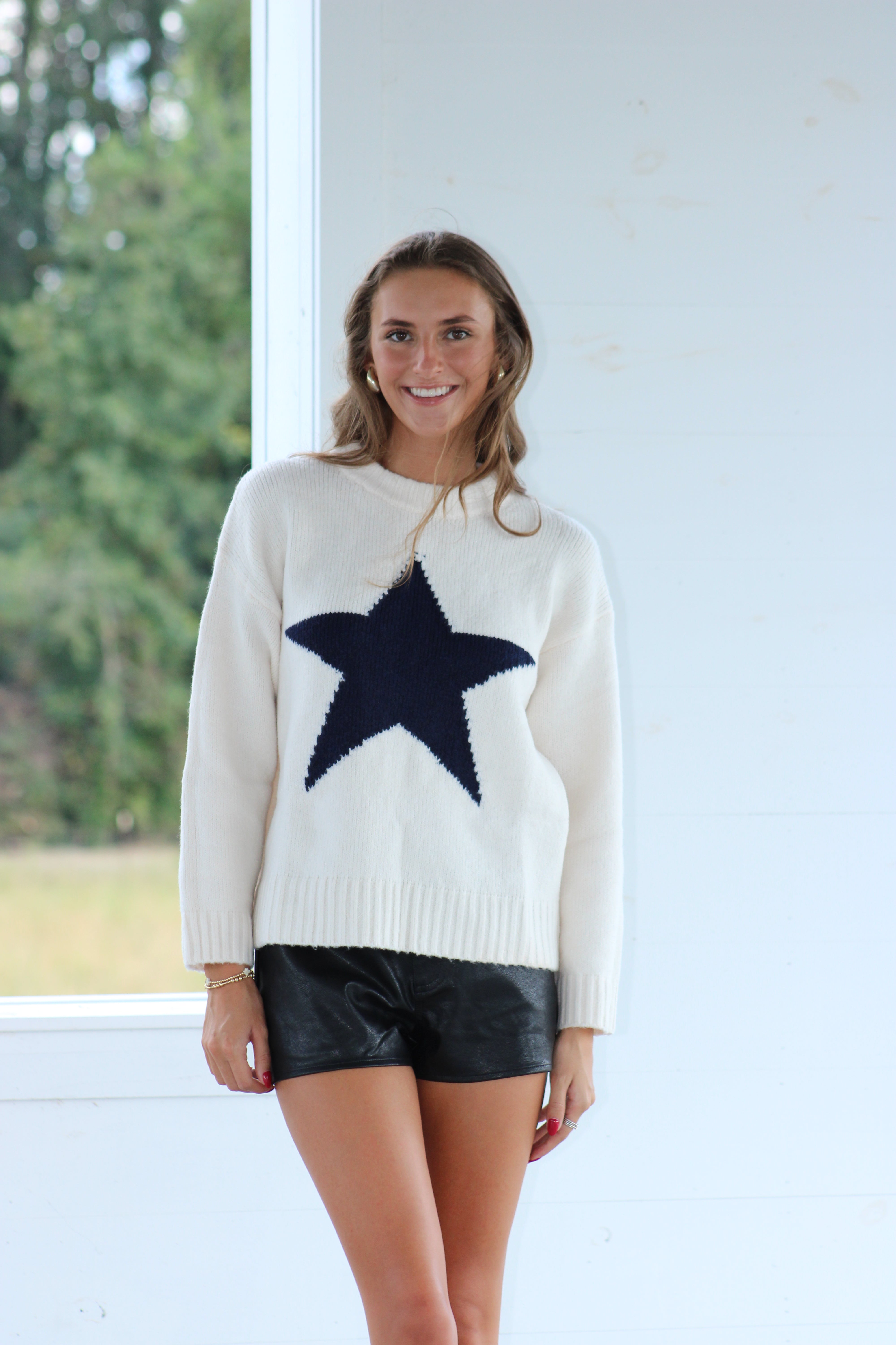 Super Star Sweater - Ivory & Navy