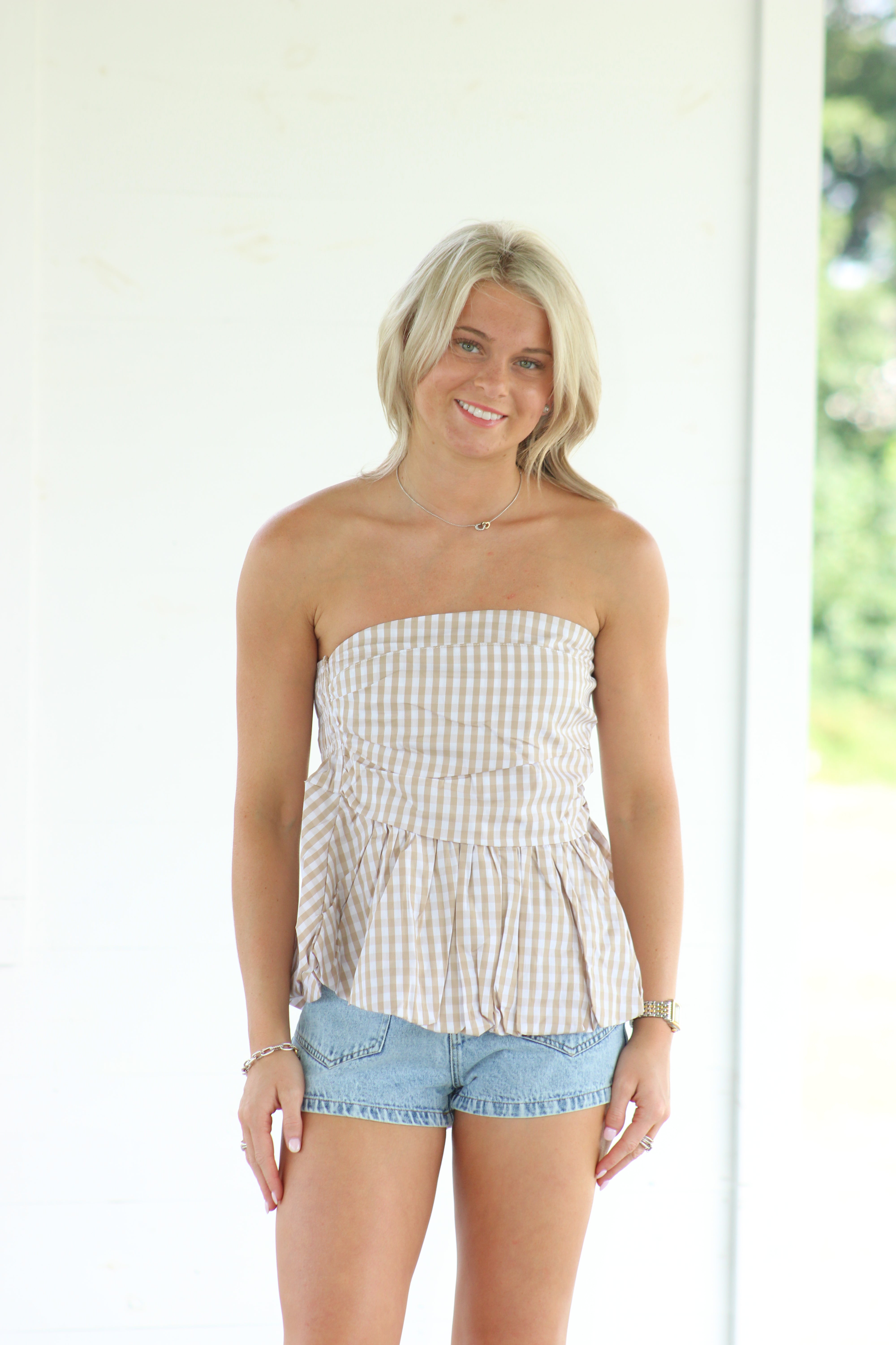 Autumn Top - Beige Gingham