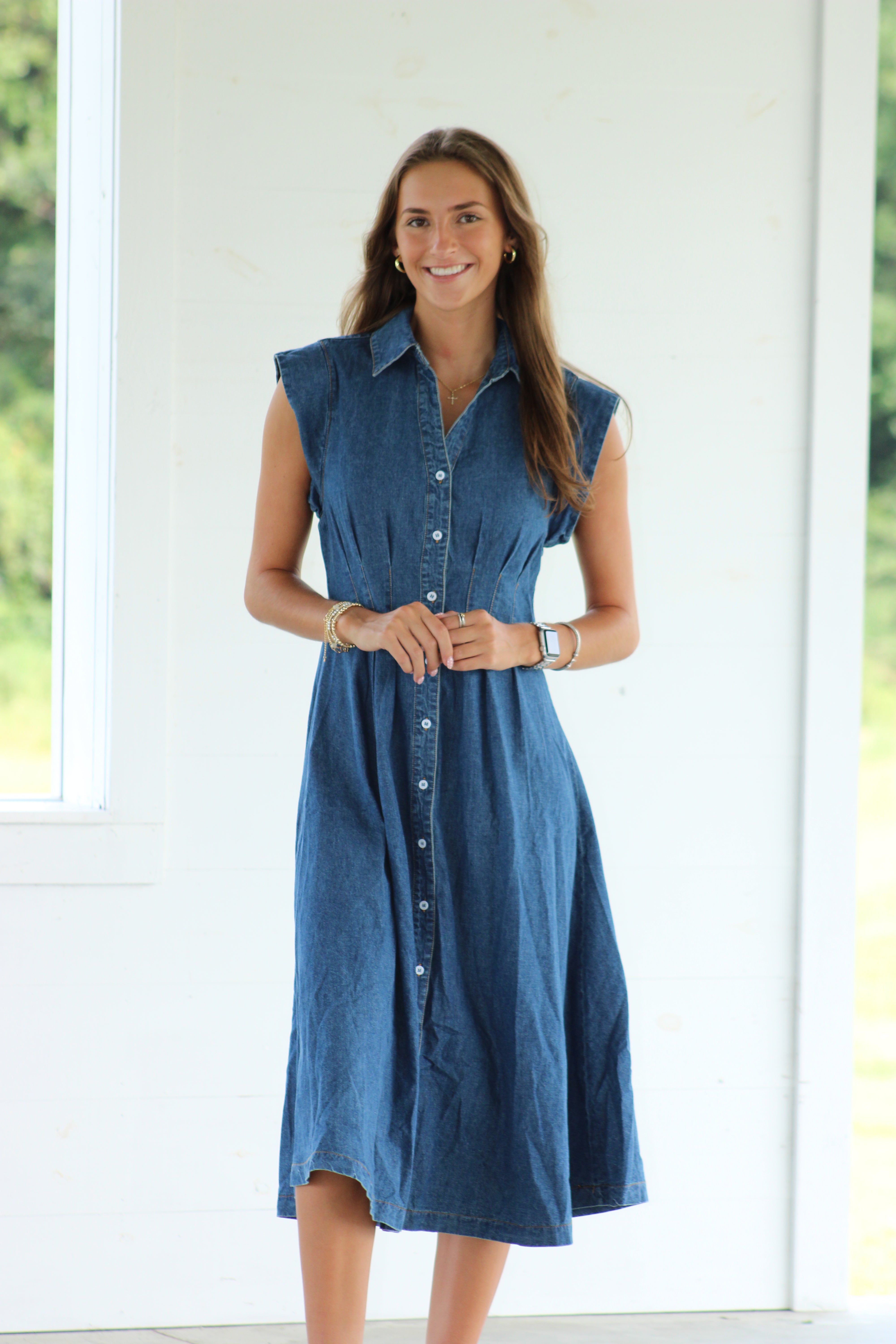 Ruthy Midi Denim Dress - Dark Wash
