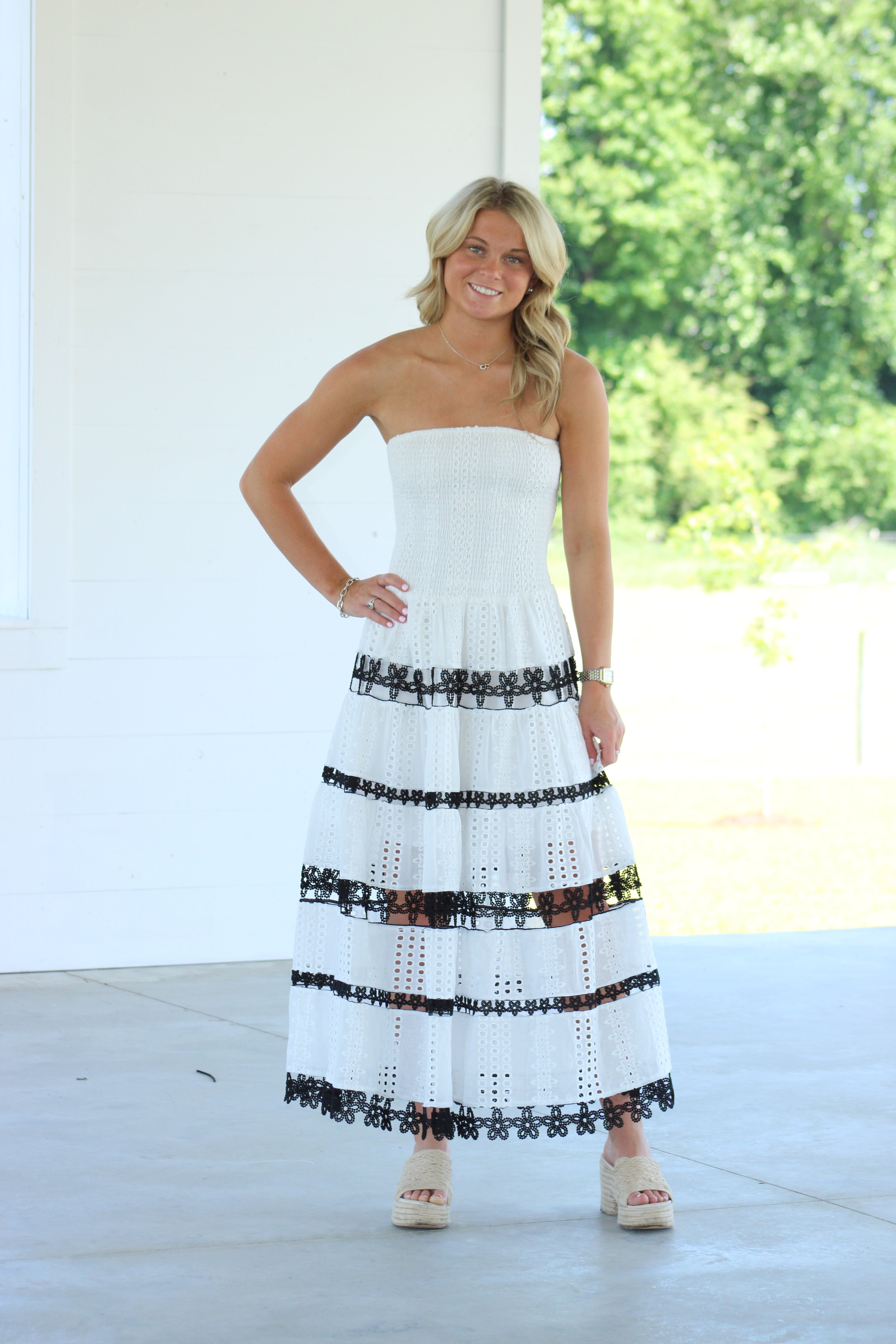 Amy Midi Dress - Black & White