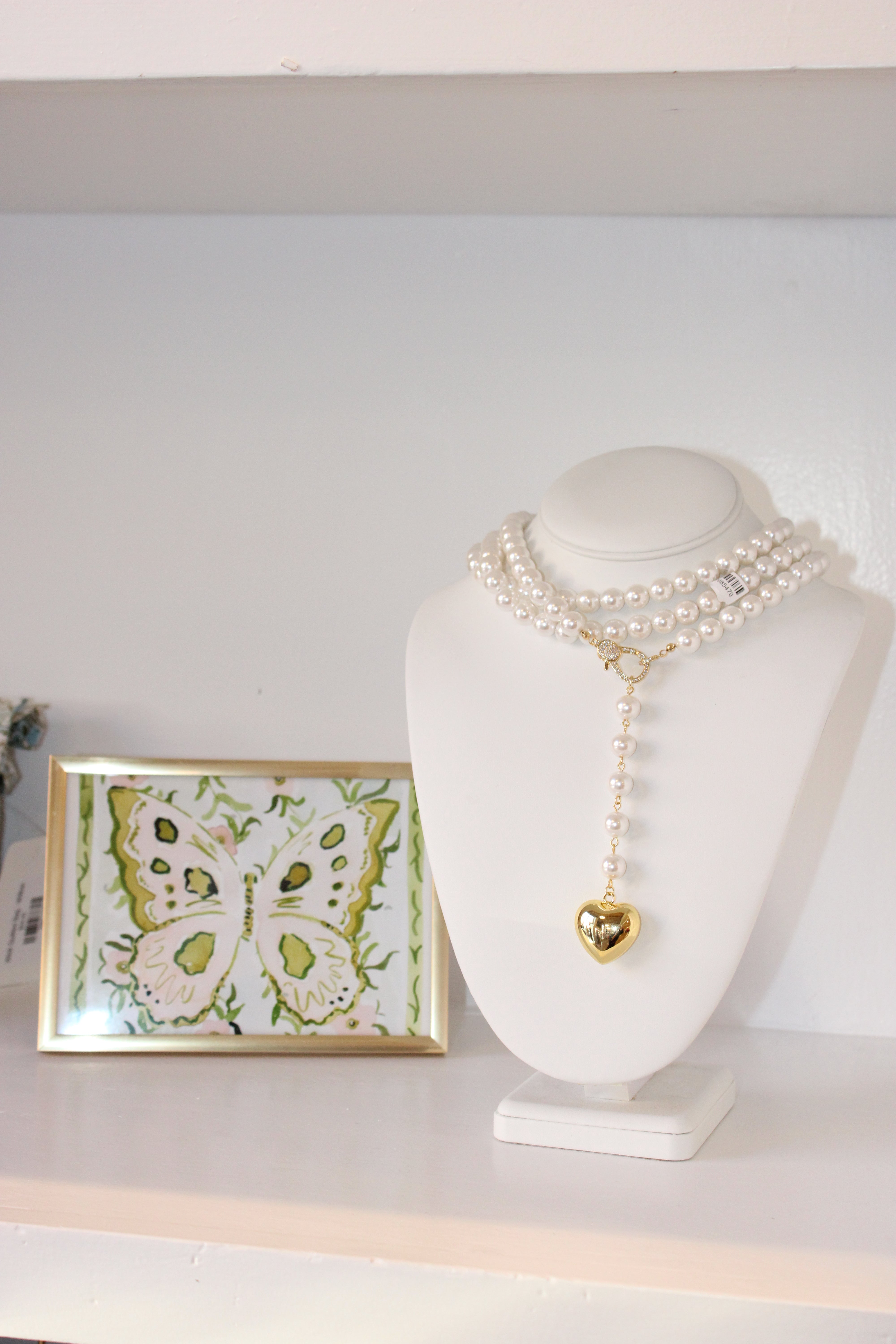 Elliot Pearl Beaded Wrap Heart Charm Necklace