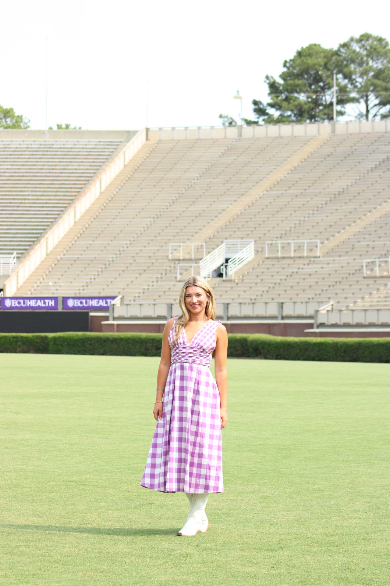 Bell Maxi Dress - Purple Gingham