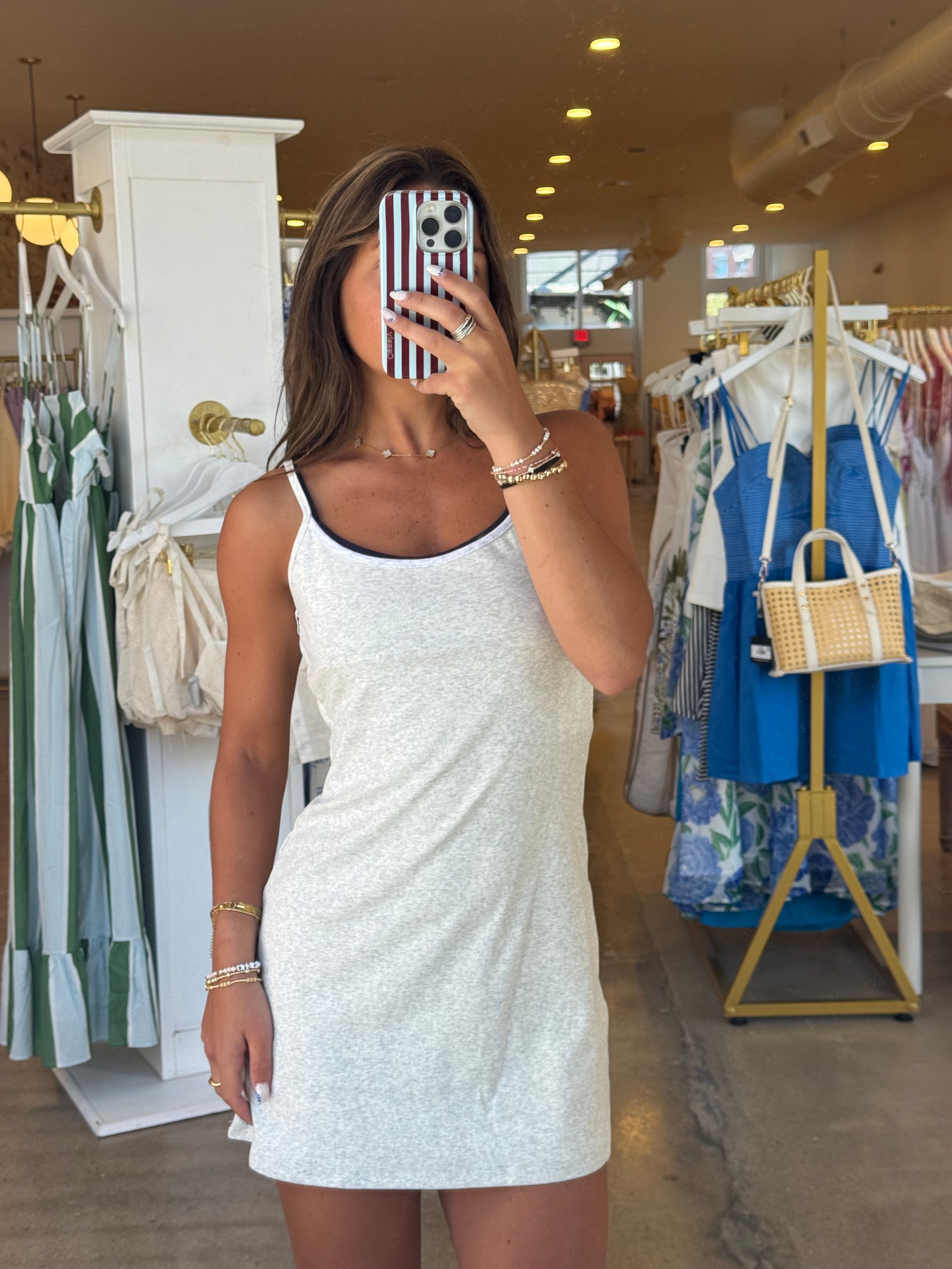 Brittany Double Lined Mini Dress - H Grey