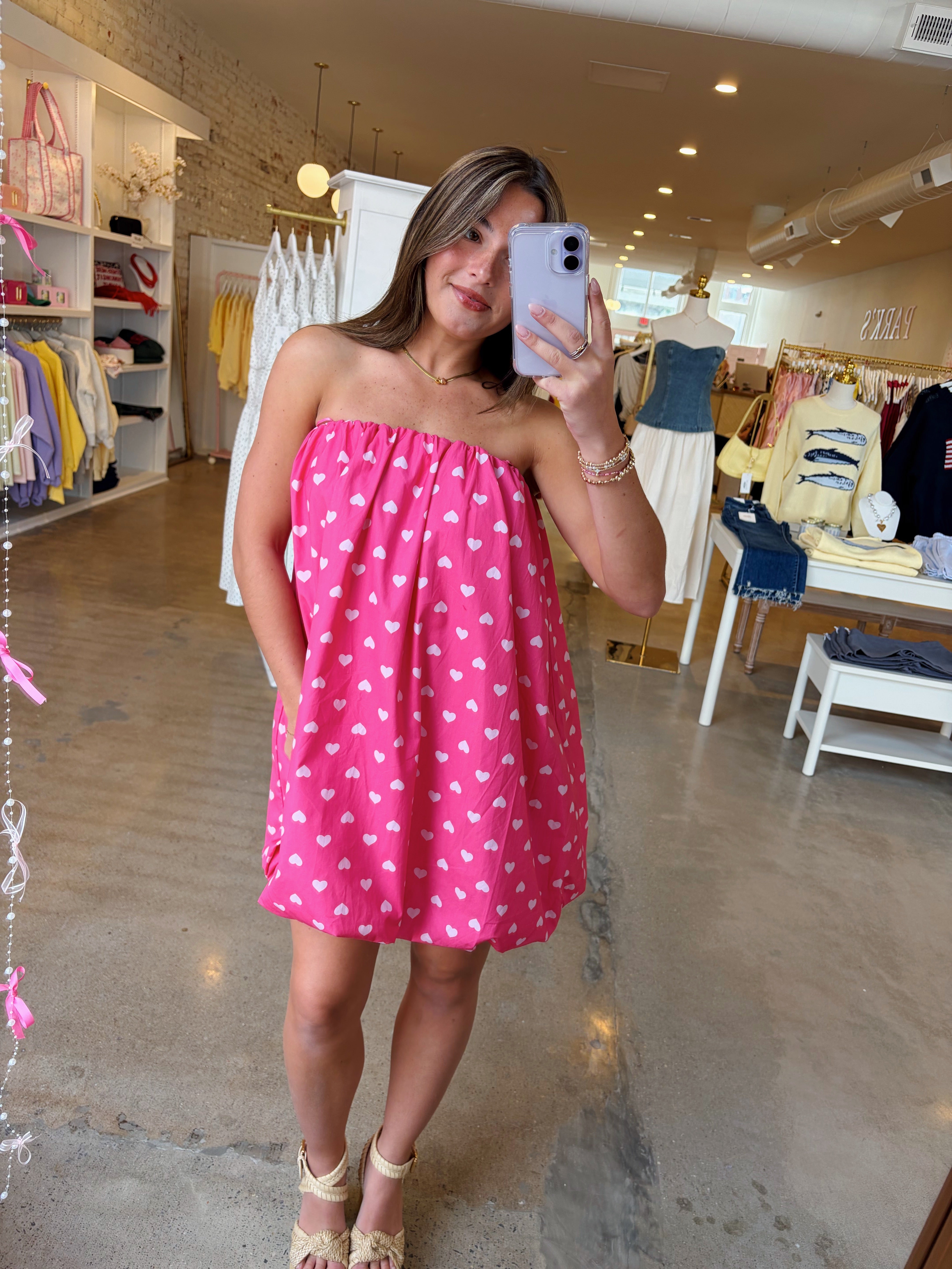 Queen Of Hearts Bubble Mini Dress - Pink