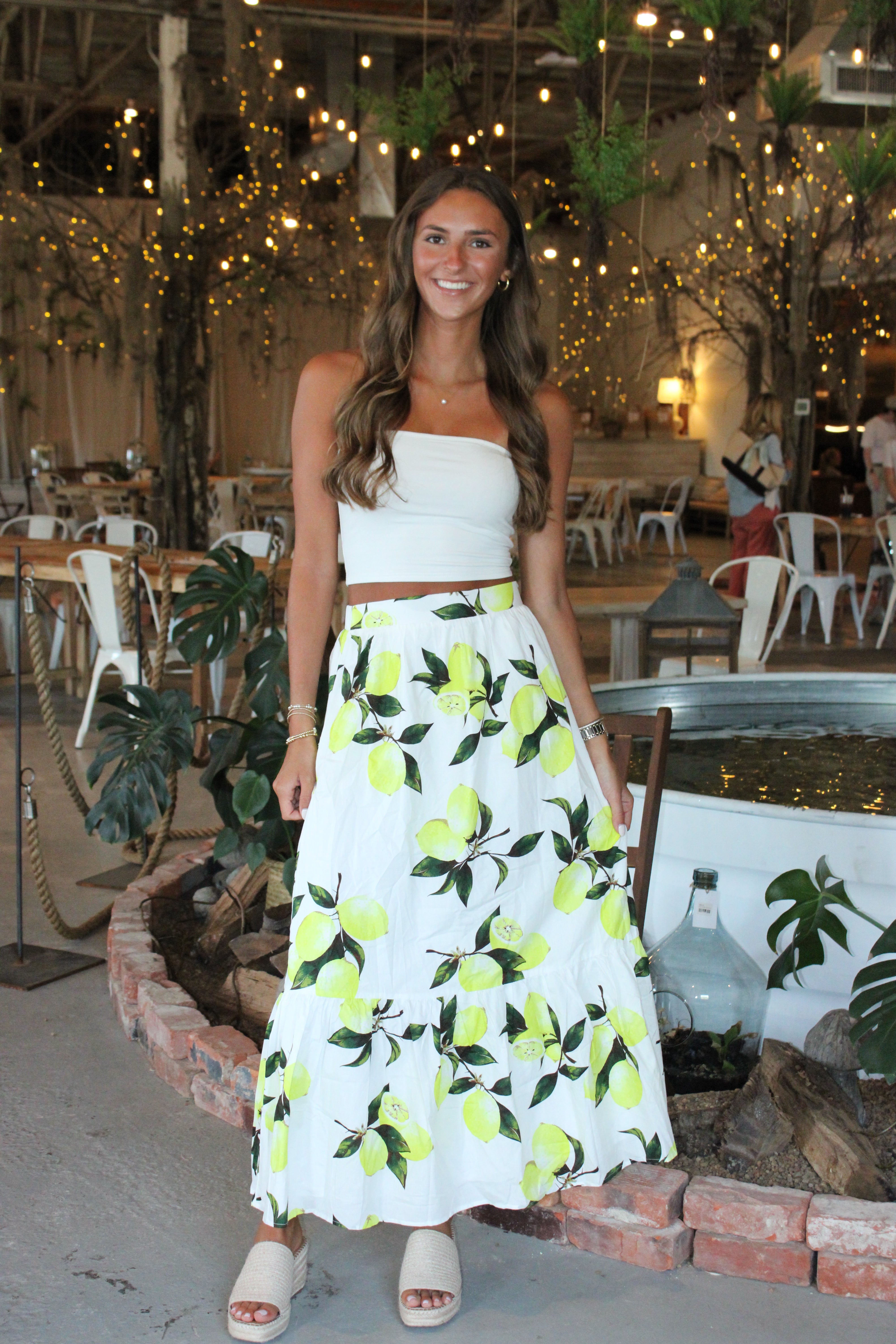 Lemon Tree Midi Skirt - White