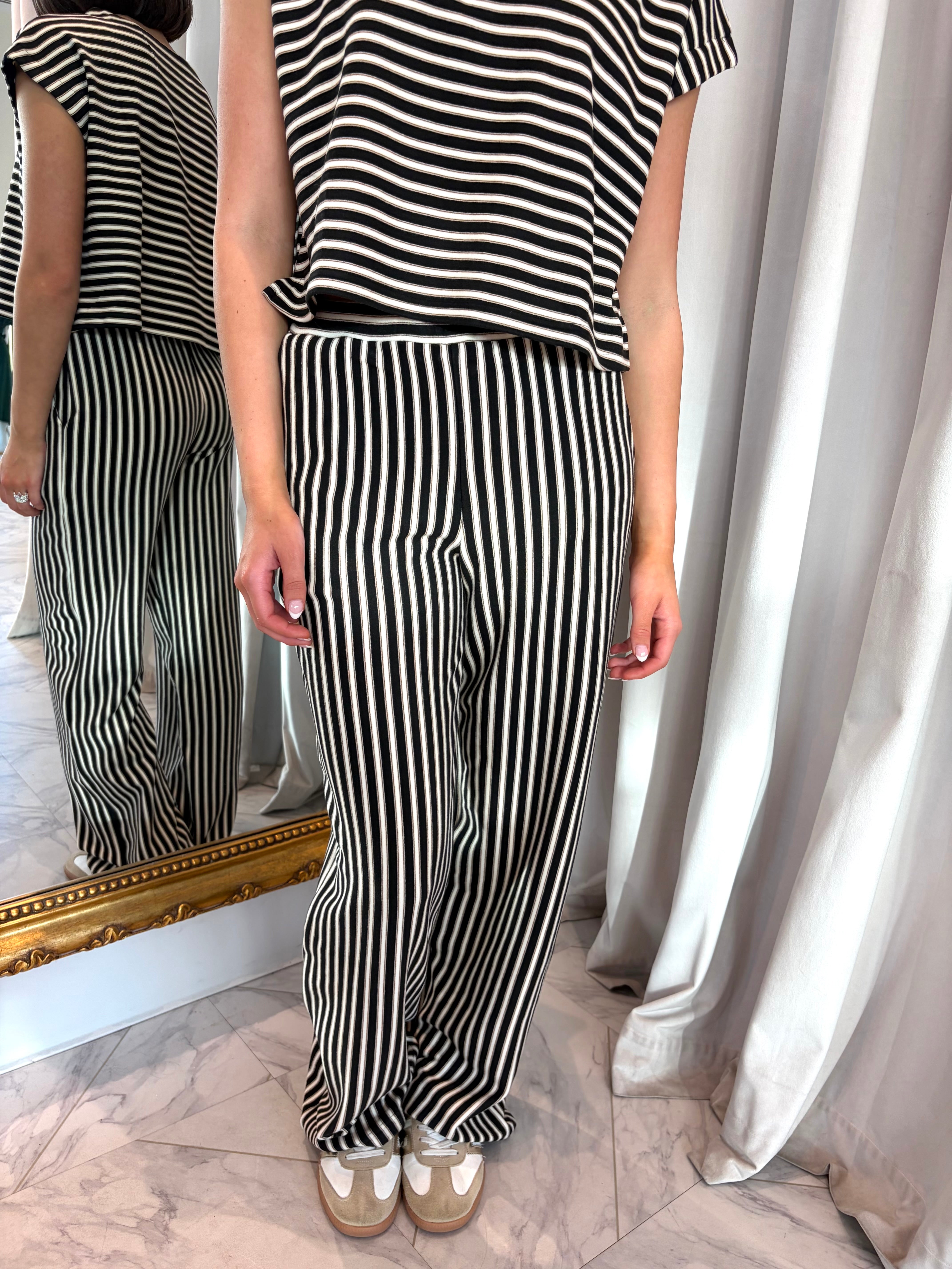 Sweet As Honey Striped Knit Set - Black/Cream