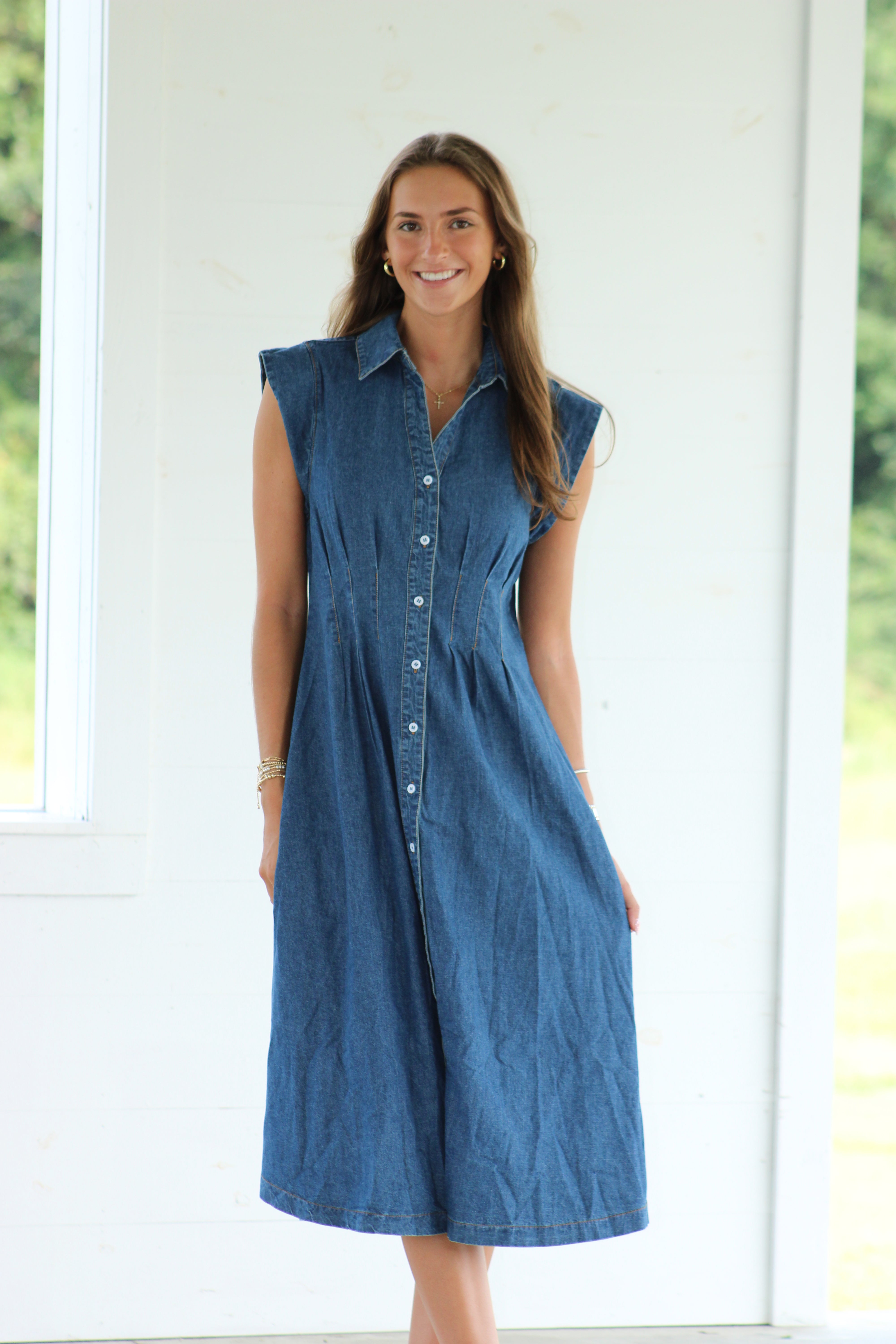 Ruthy Midi Denim Dress - Dark Wash