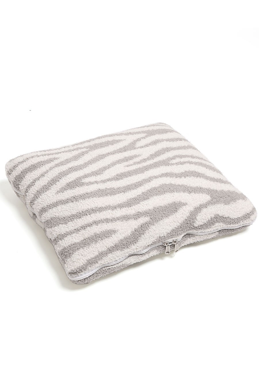 Fluffy Zebra Zip Up Blanket - Gray