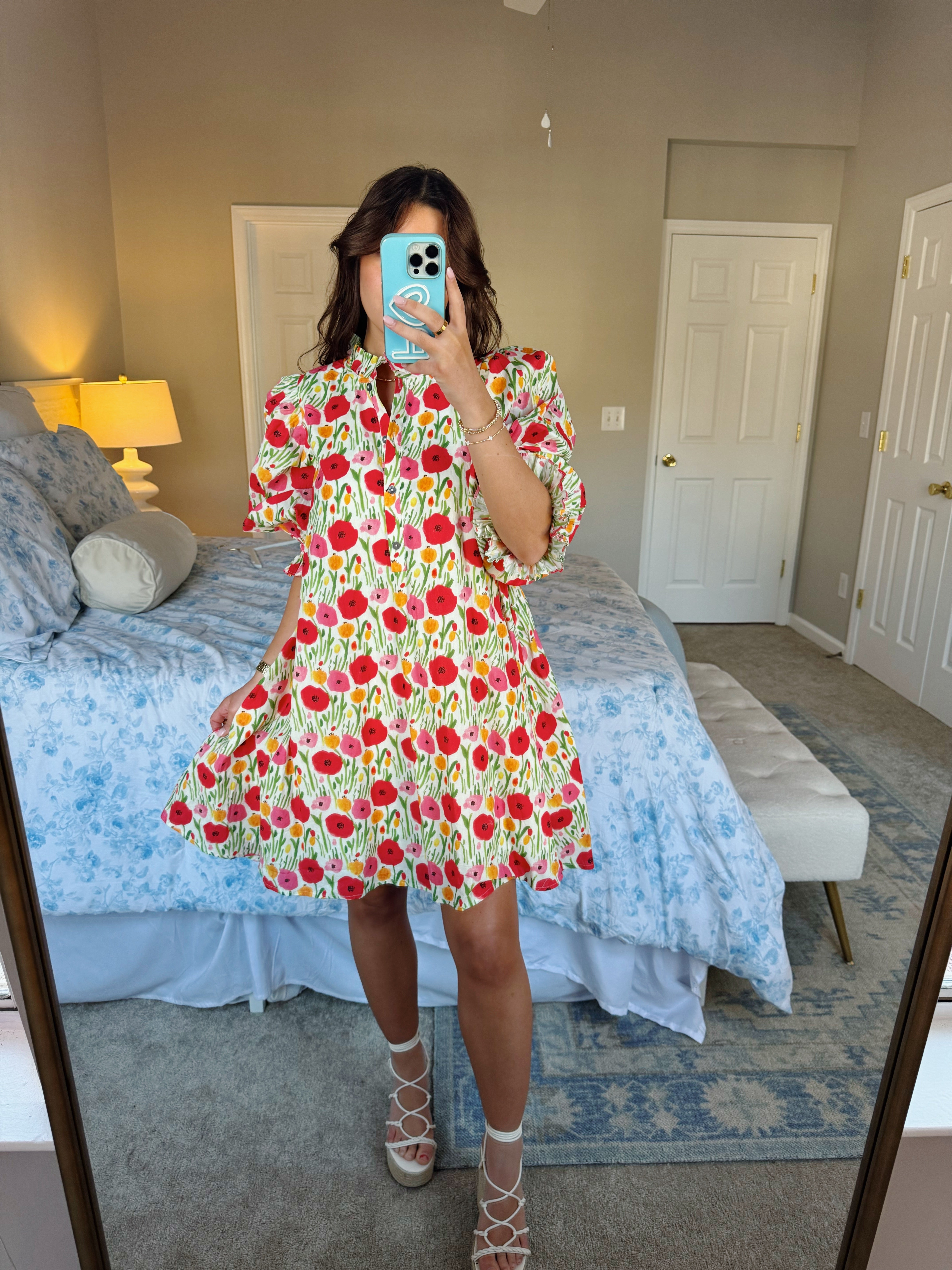 Stop And Stare Dress - Red Floral