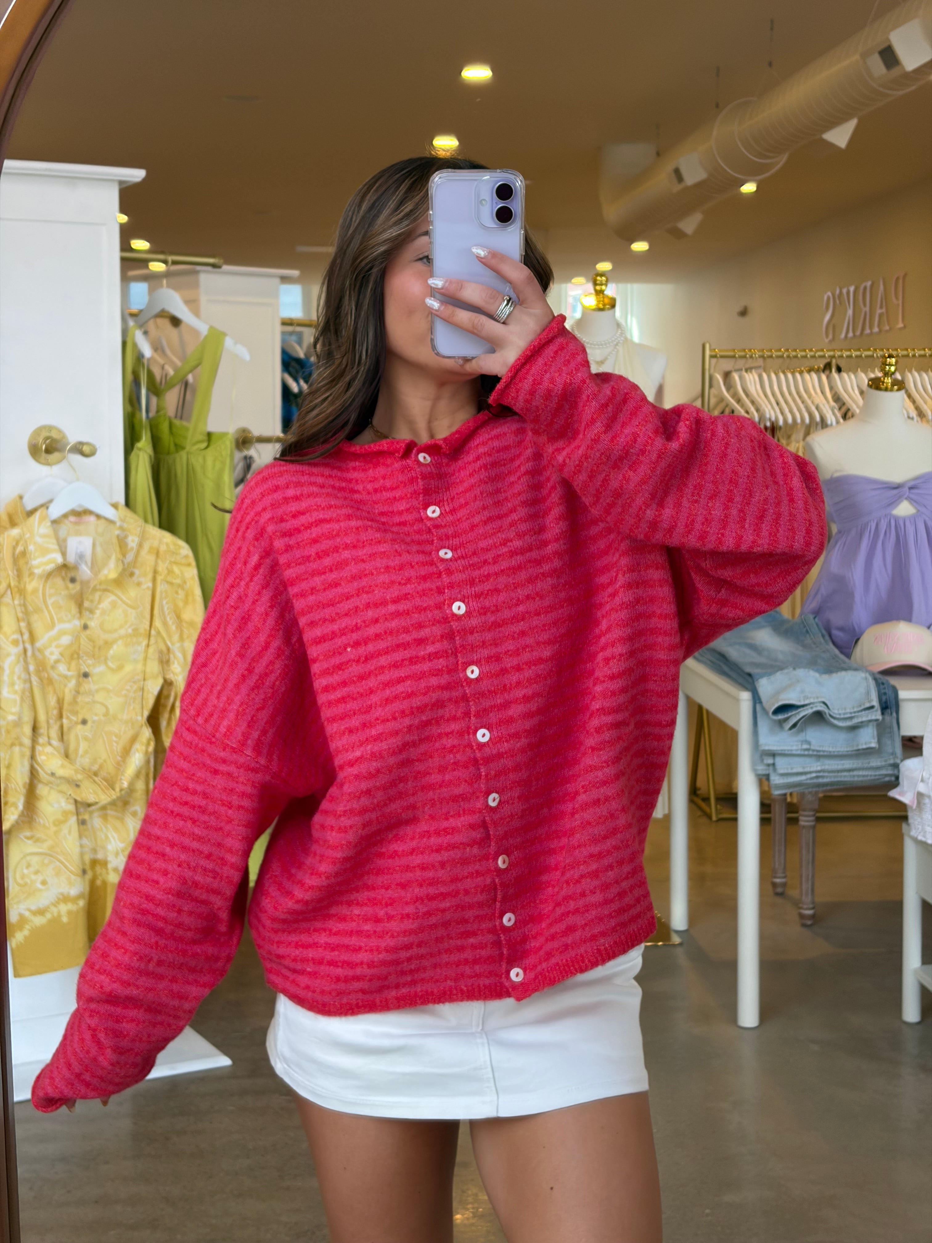 Kristin Knit Cardigan - Cherry Red