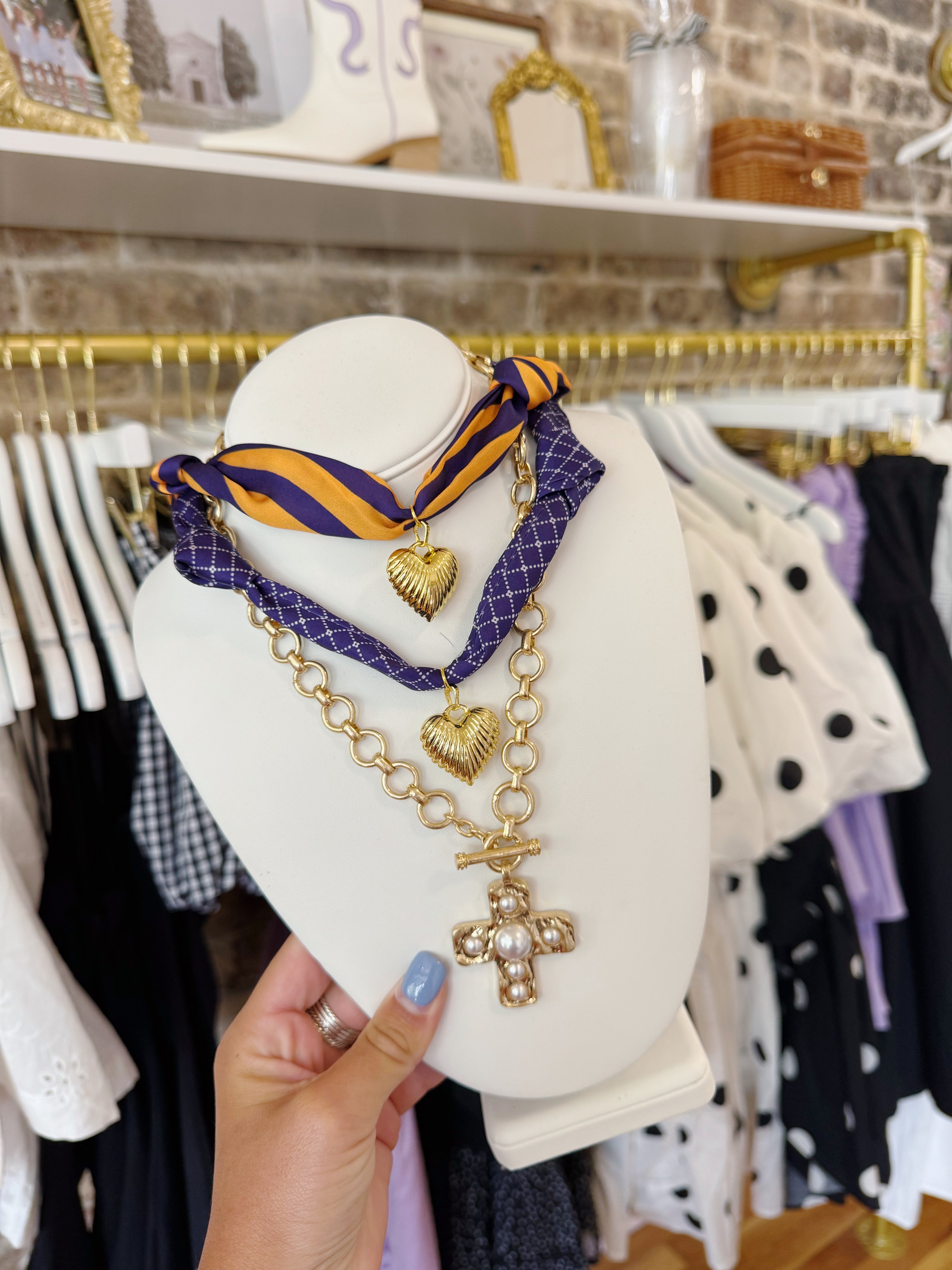 Serafina Scarf Charm Necklace - Purple