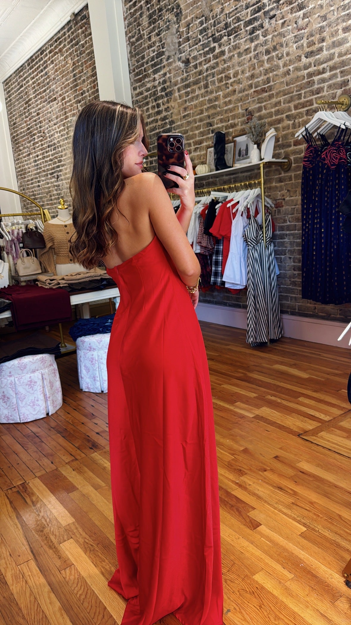 Kiara Satin Gown Dress - Red