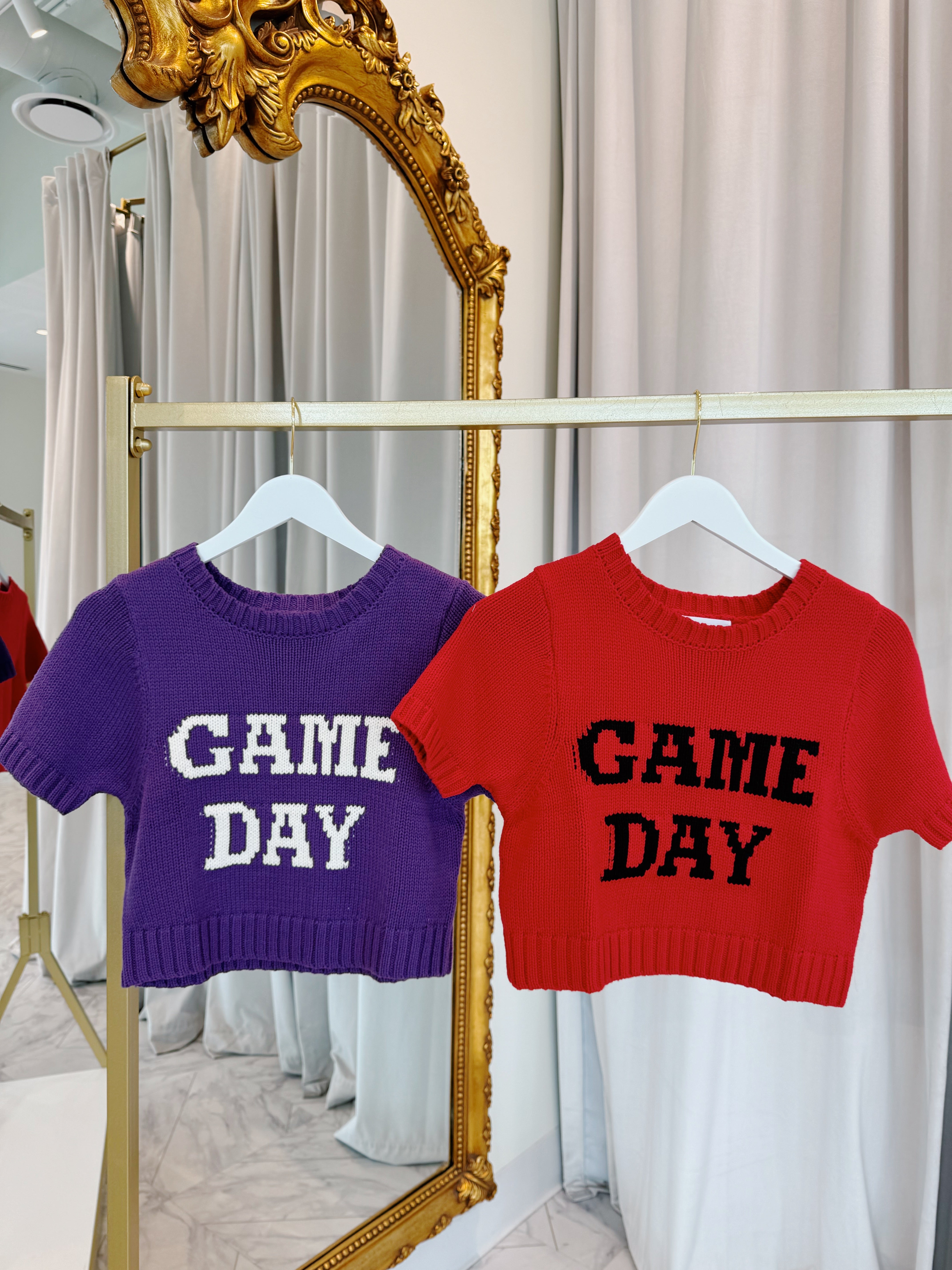 Game Day Cropped Sweater Top - Red