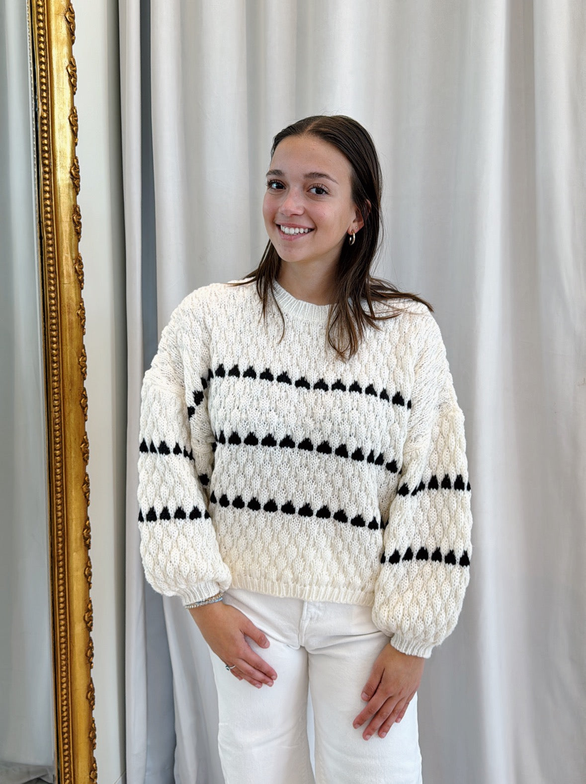 Nina Sweater - Cream/Black