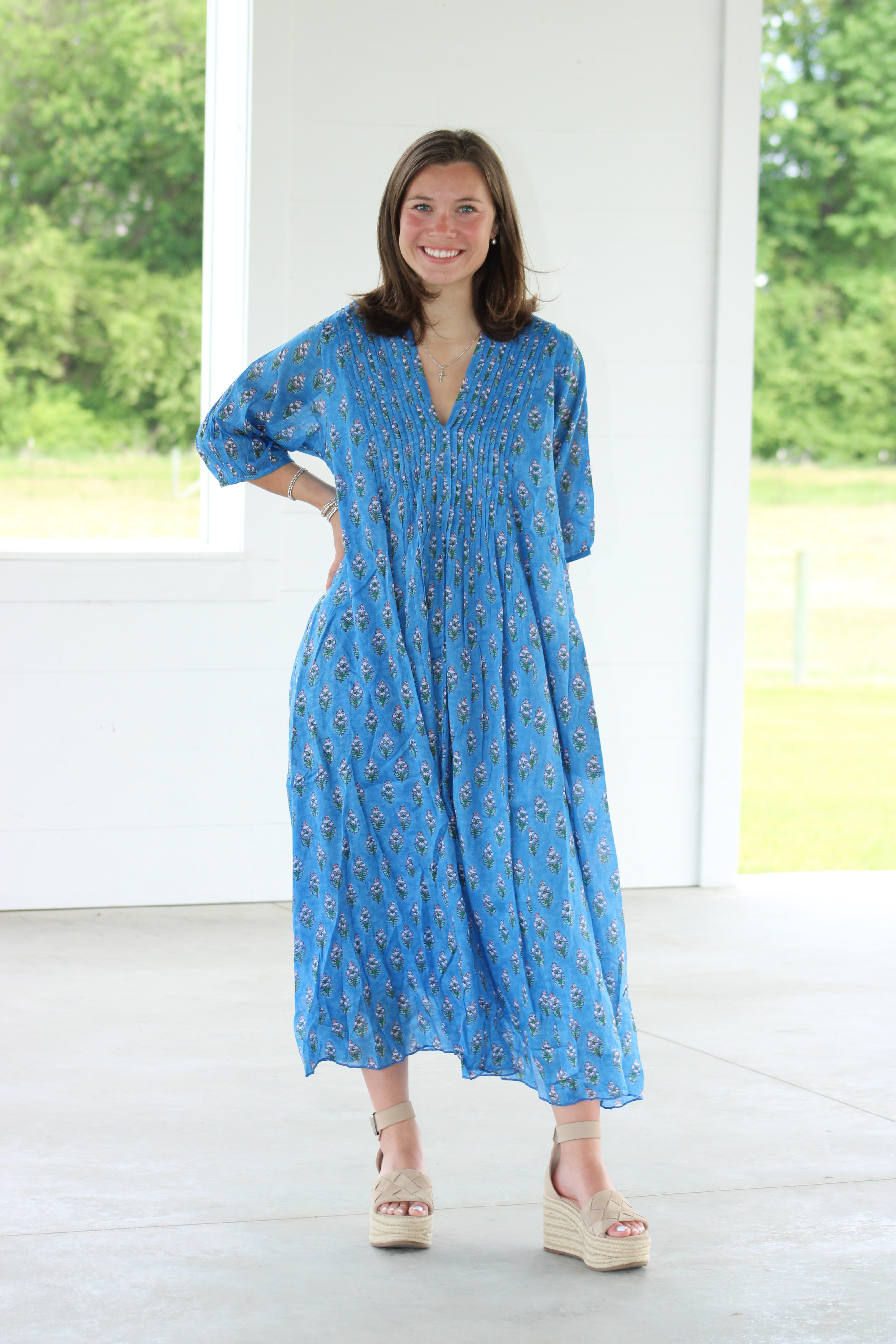 Aruba Midi Dress - Blue & Green