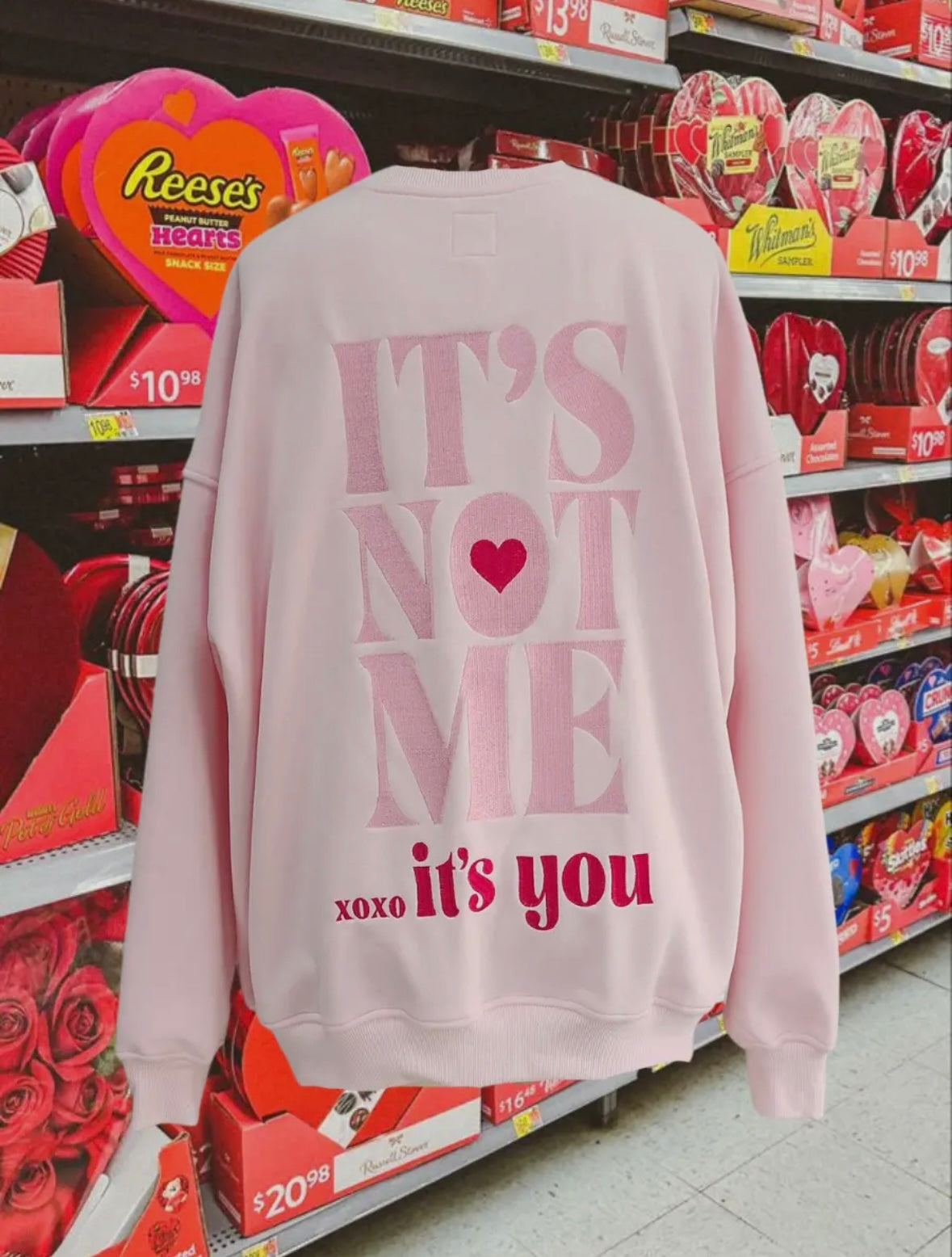 It’s Not Me It’s You Embroidered Sweatshirt - Light Pink