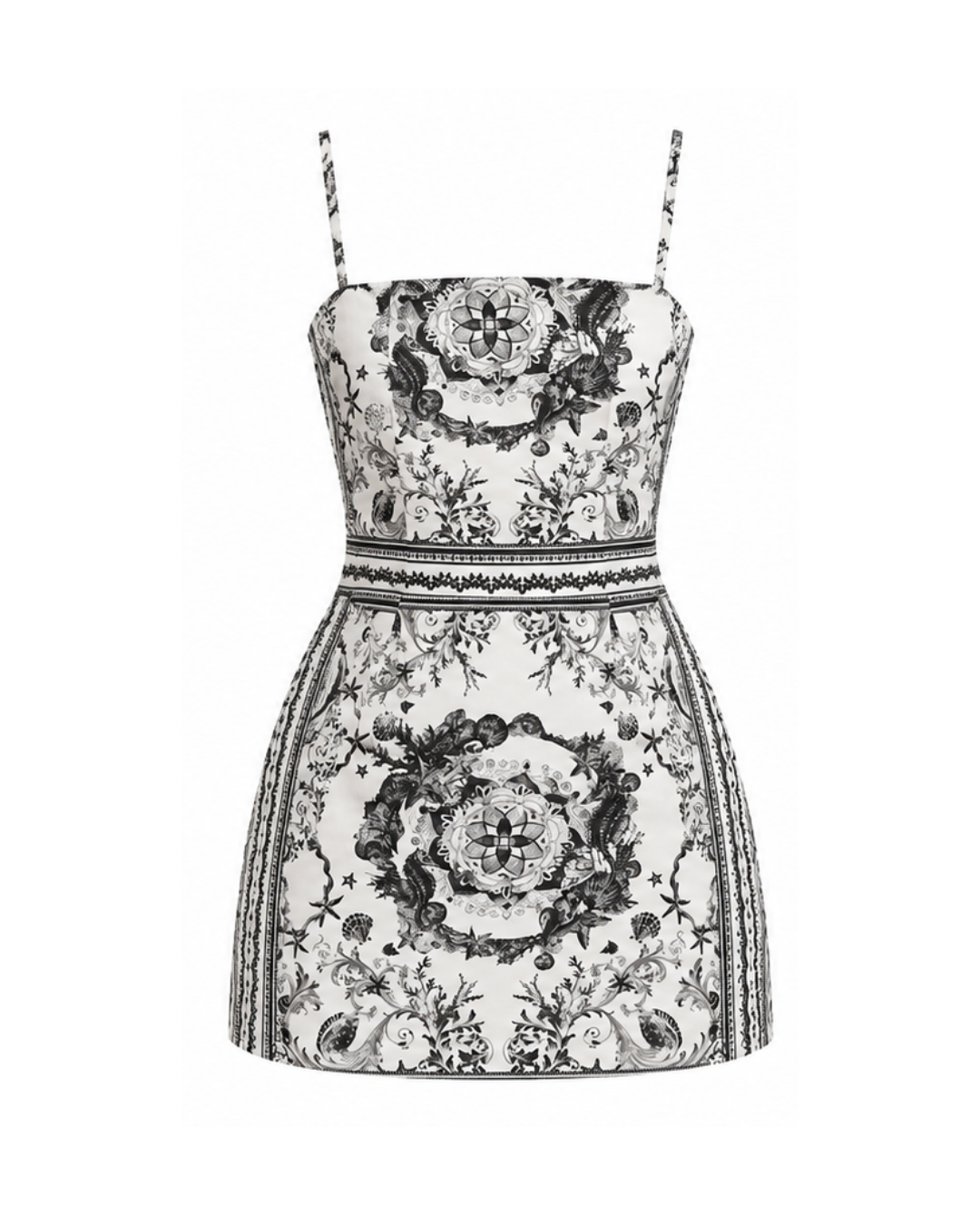 Ivy Mini Dress - Black Tile Print