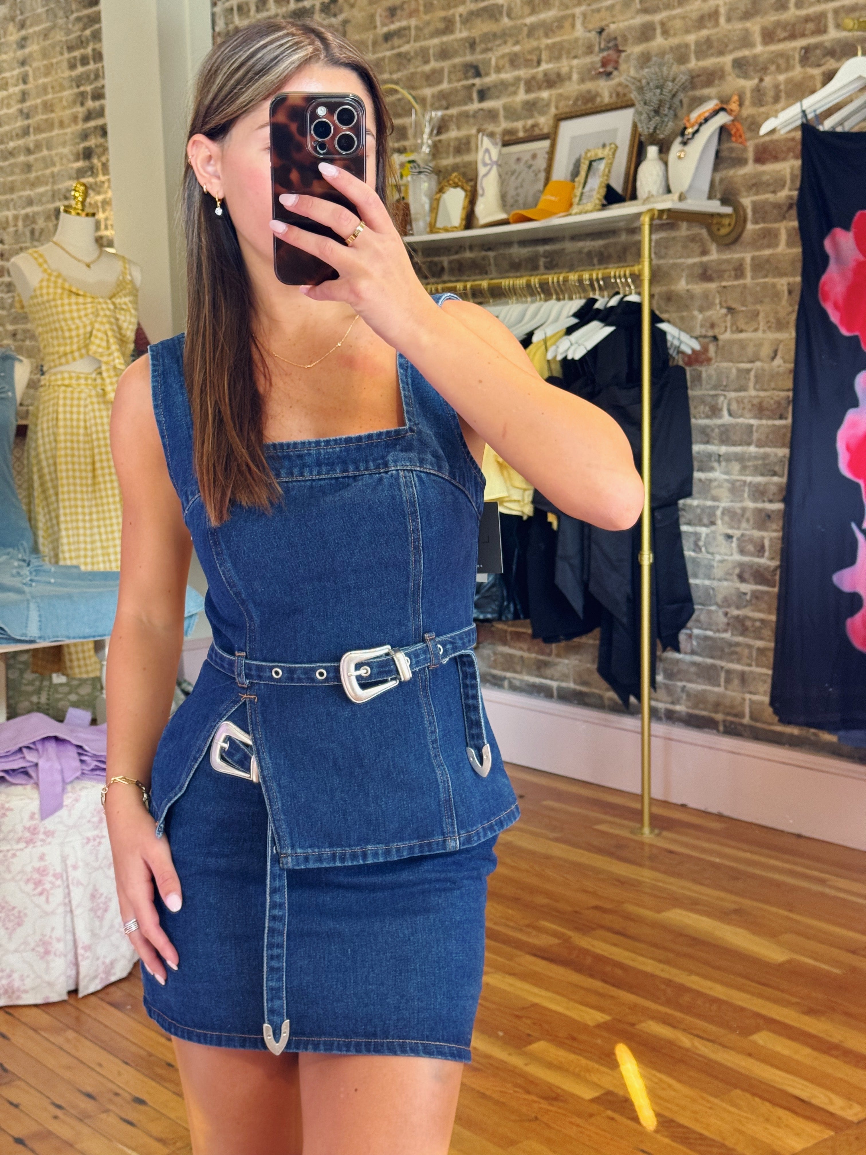 Saddle Up Belted Top - Denim