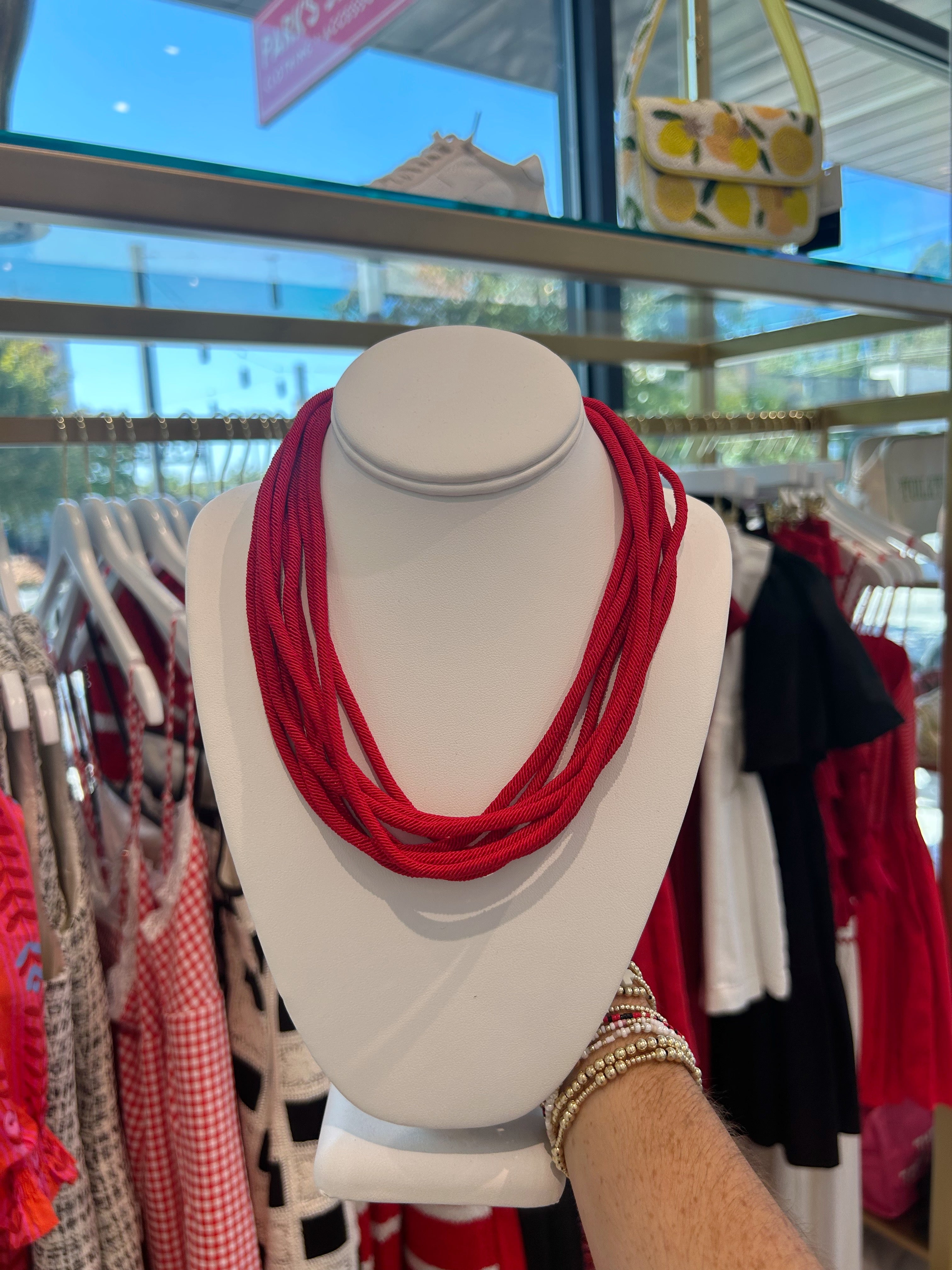 Rope Layer Necklace - Red