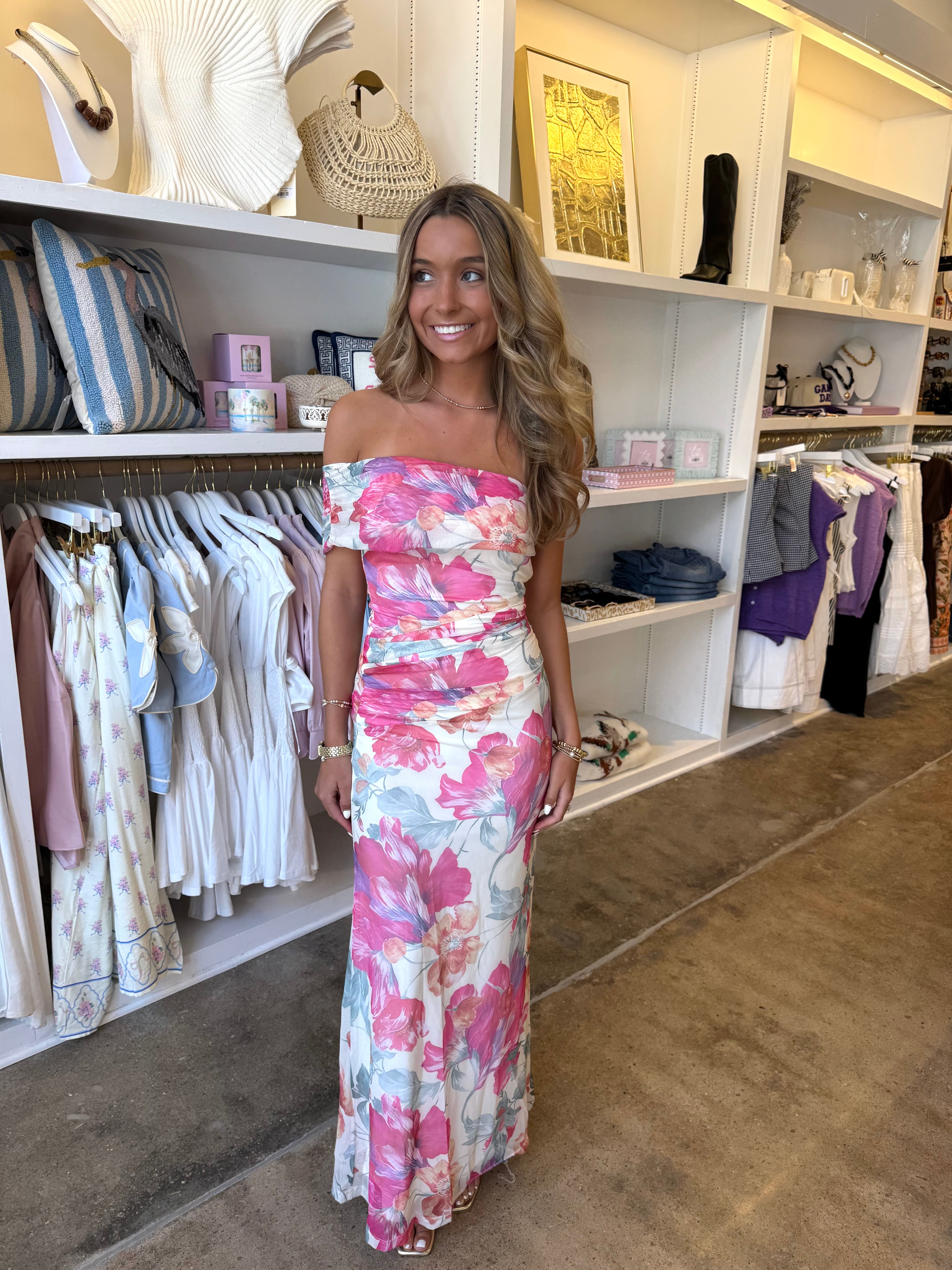 Flower Fields Maxi Dress - Pink Multi