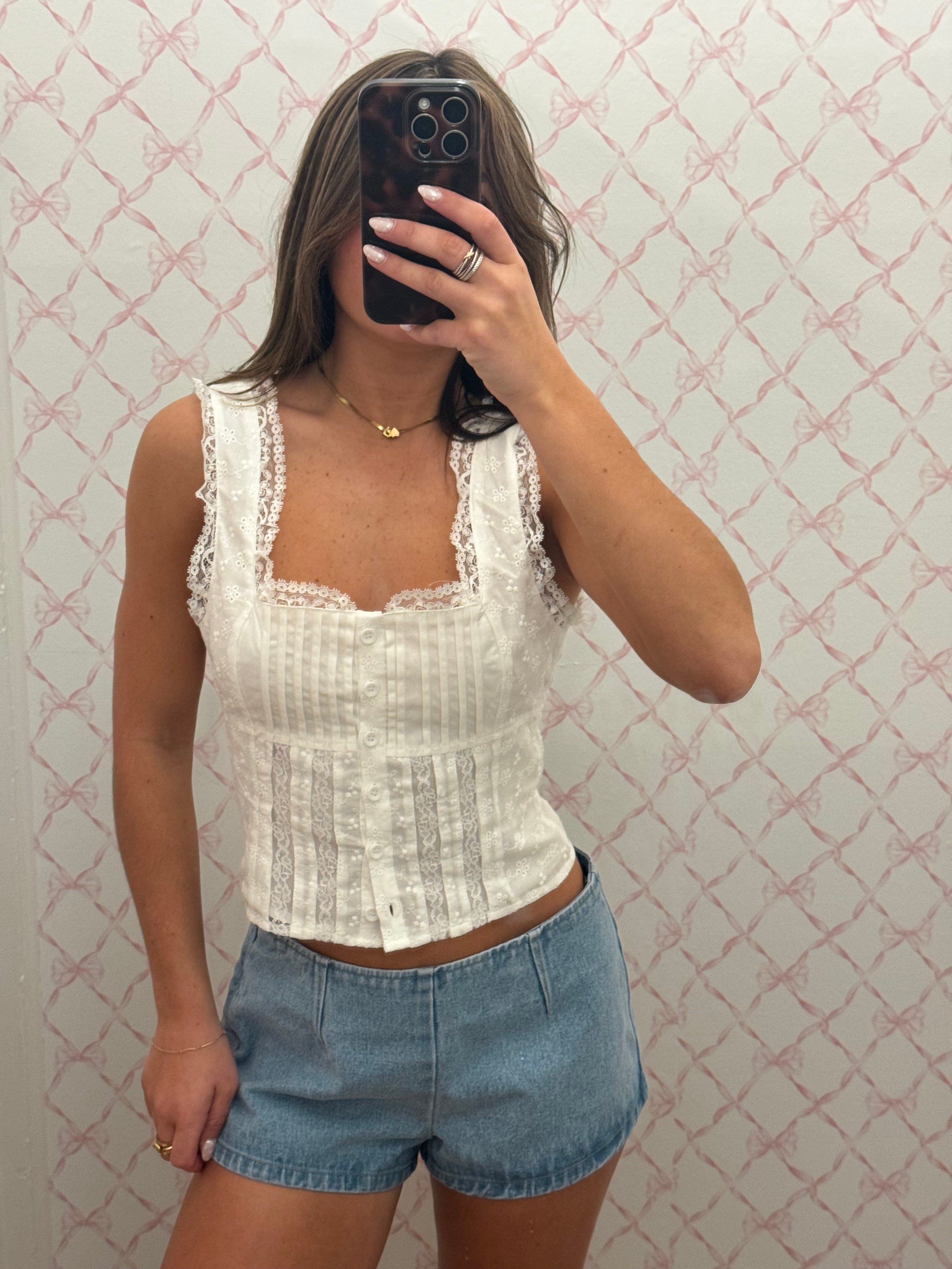 Nicole Ruffle Top - White