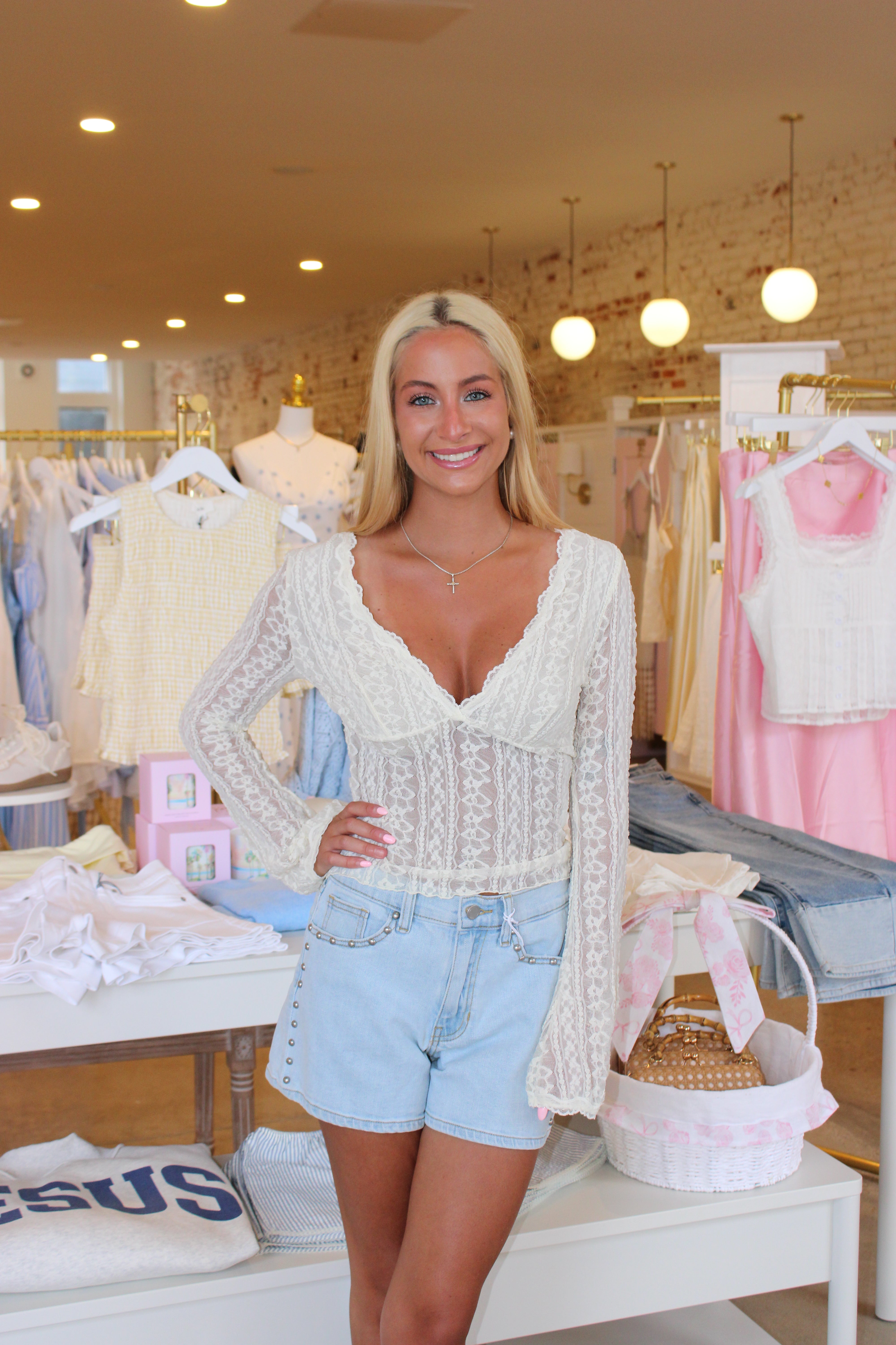 One In A Million Studded Shorts - Denim