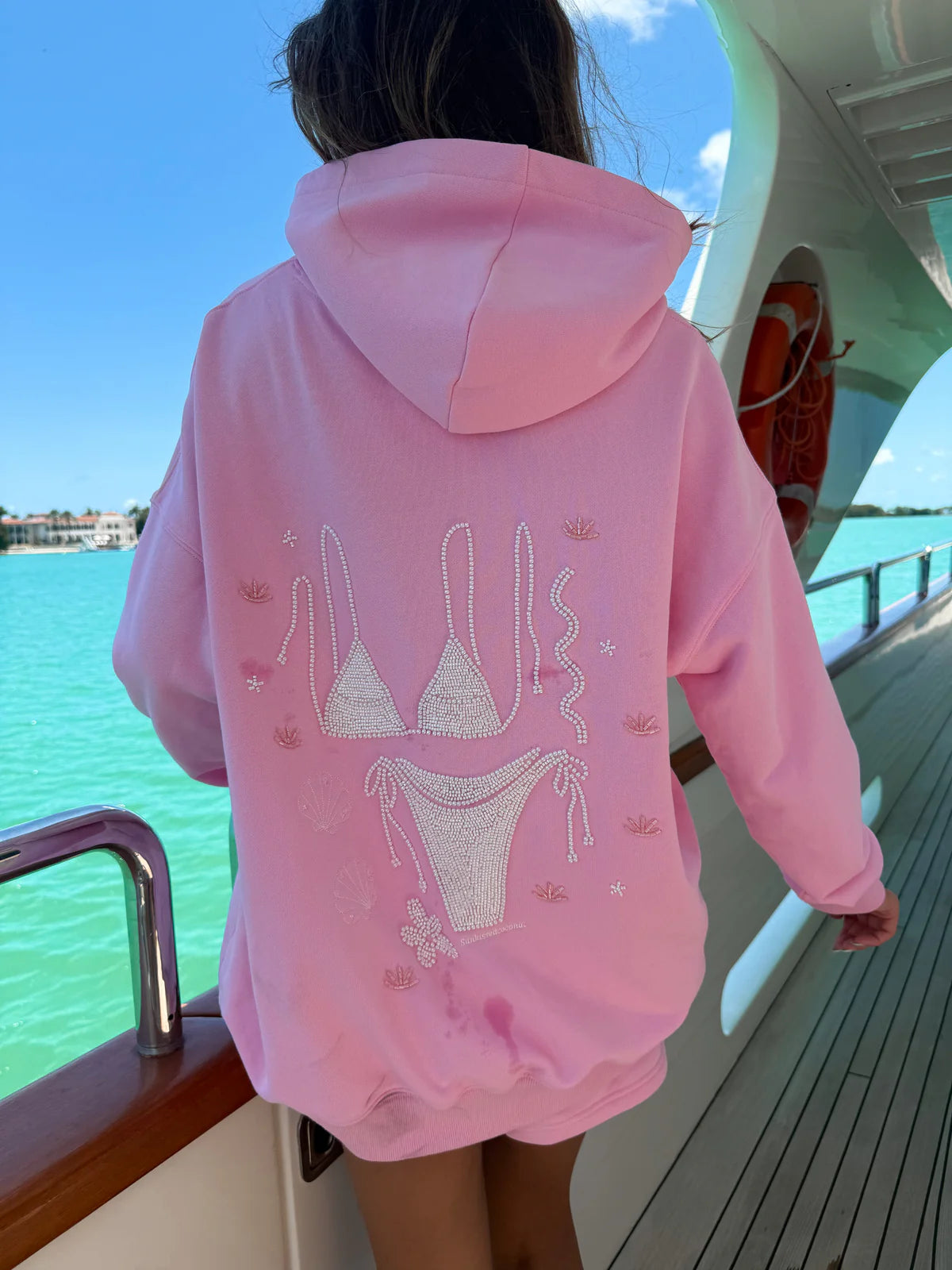 Lottie Bikini Beaded Ocean Hoodie - Pink