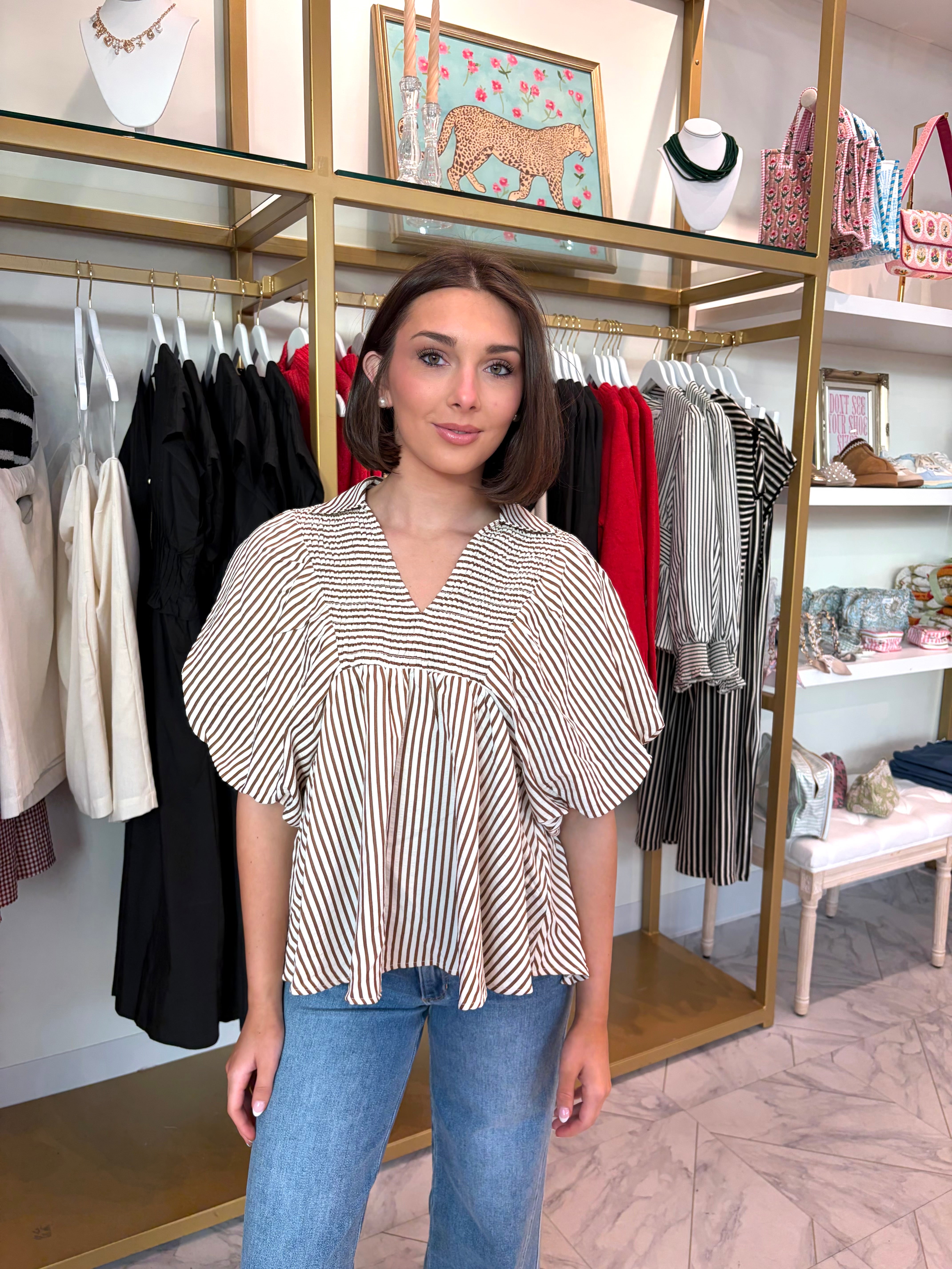 Mitsy Top - Caramel Stripe