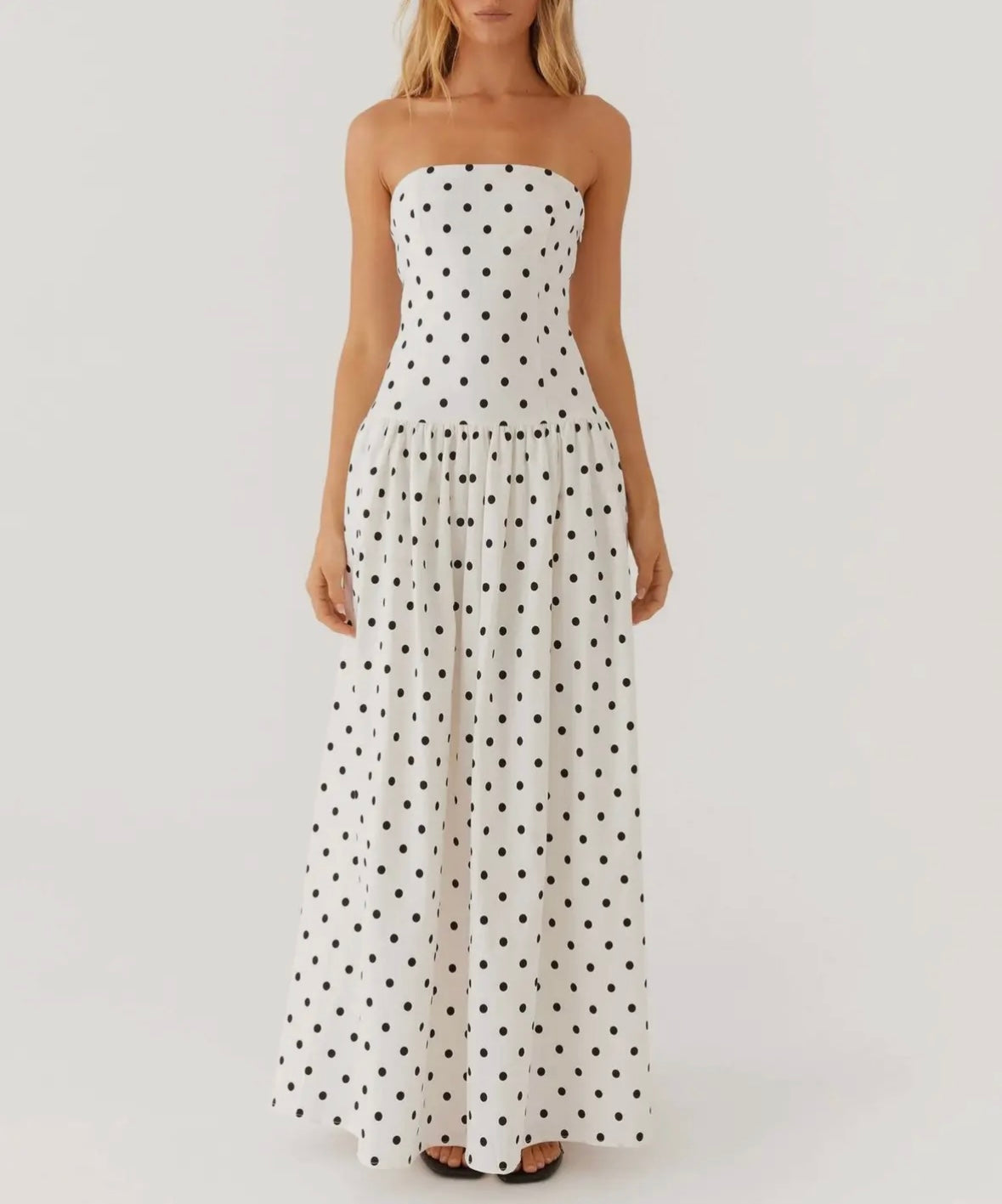 Julia Maxi Dress - Cream & Black Polka Dot