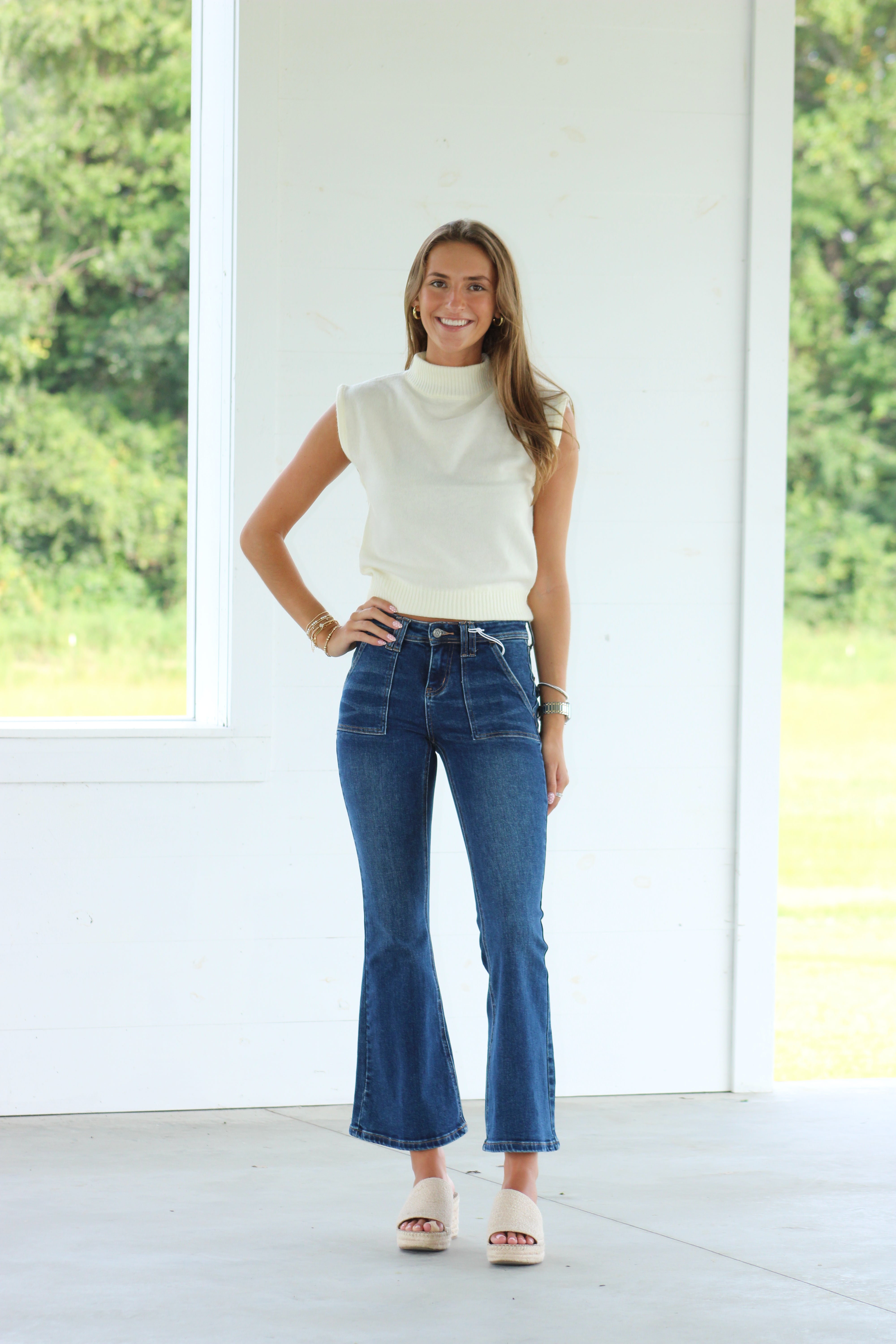 Jess Mid Rise Flare Denim - Dark Wash
