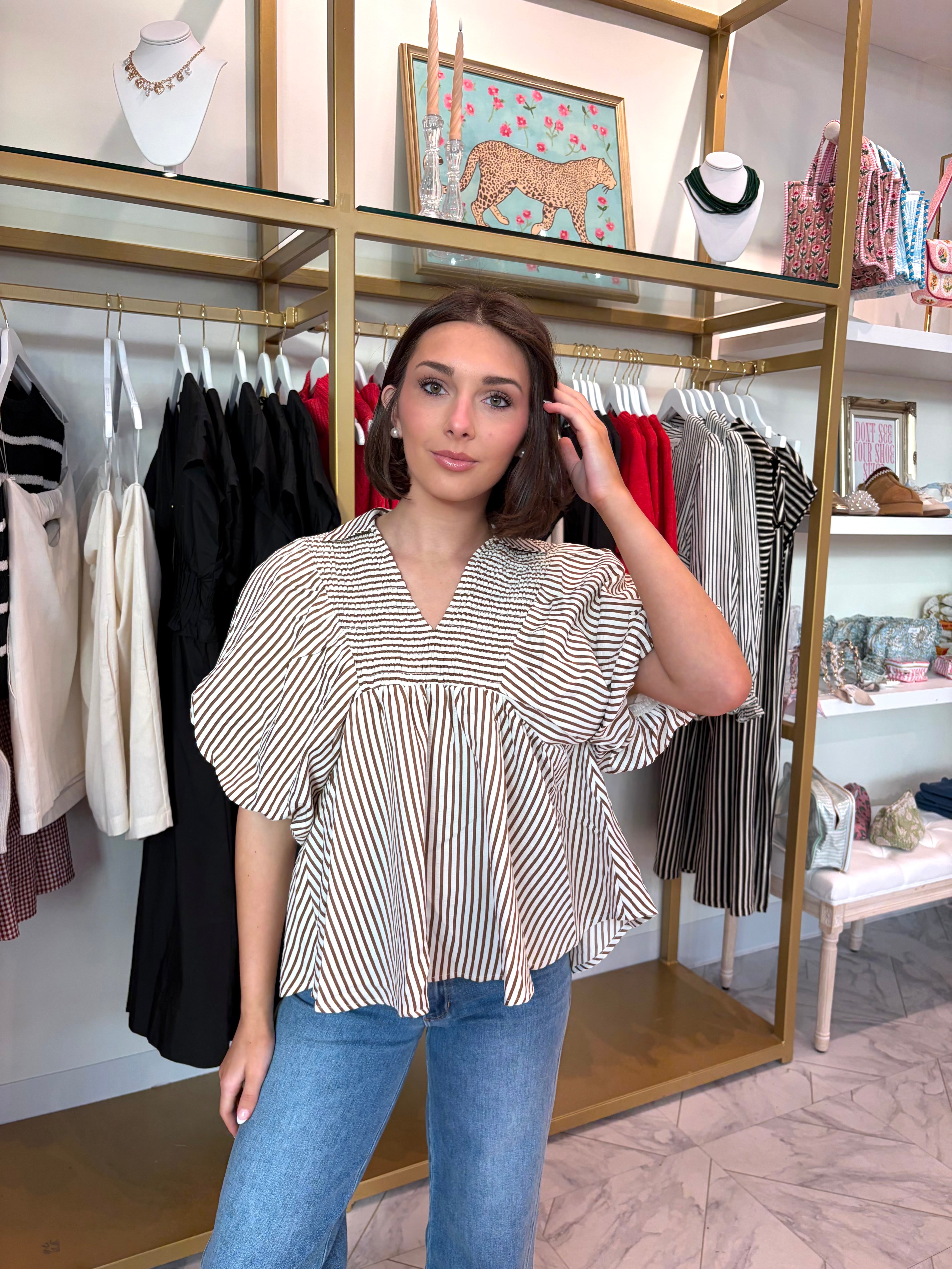 Mitsy Top - Caramel Stripe
