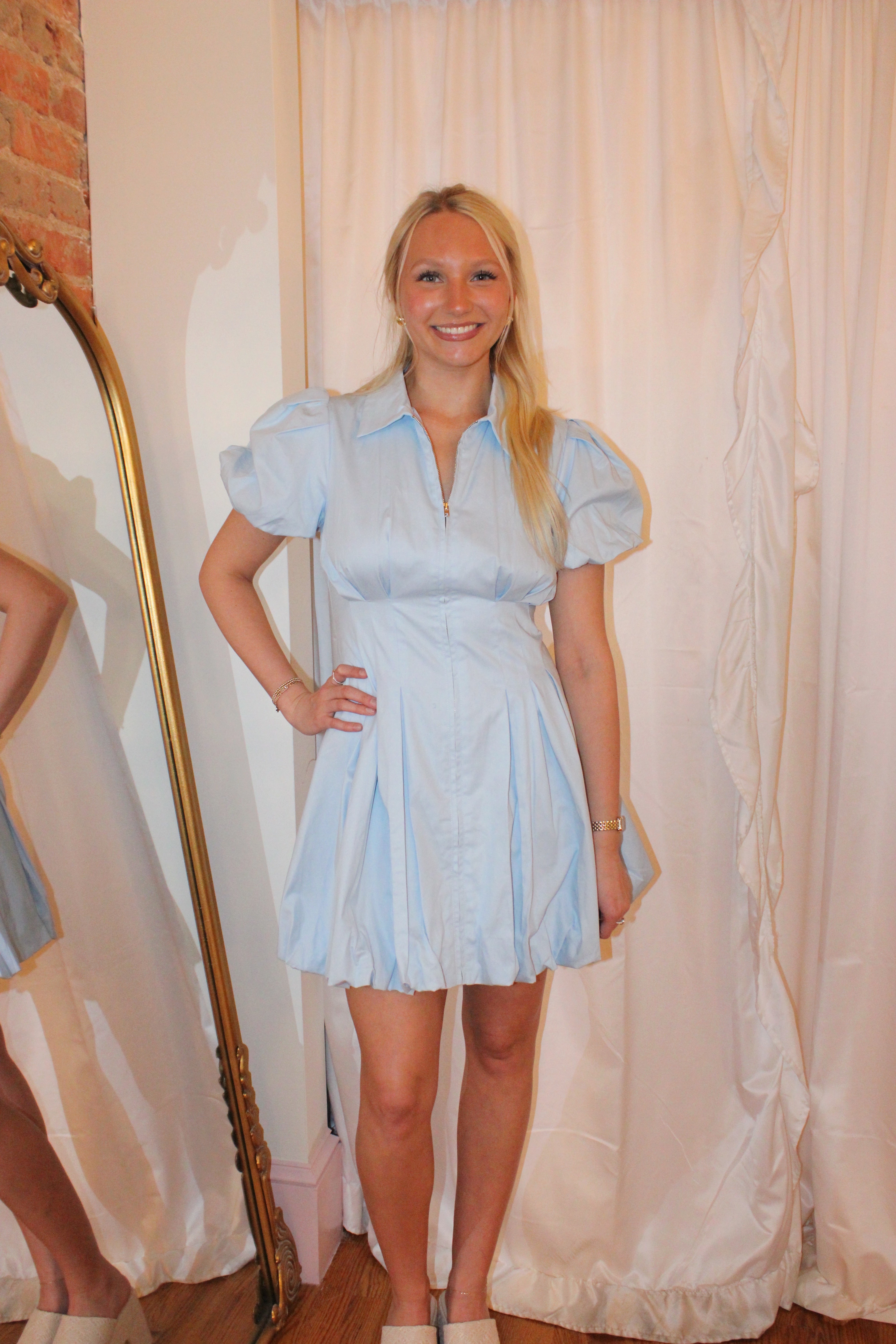 Handle On You Mini Dress - Light Blue