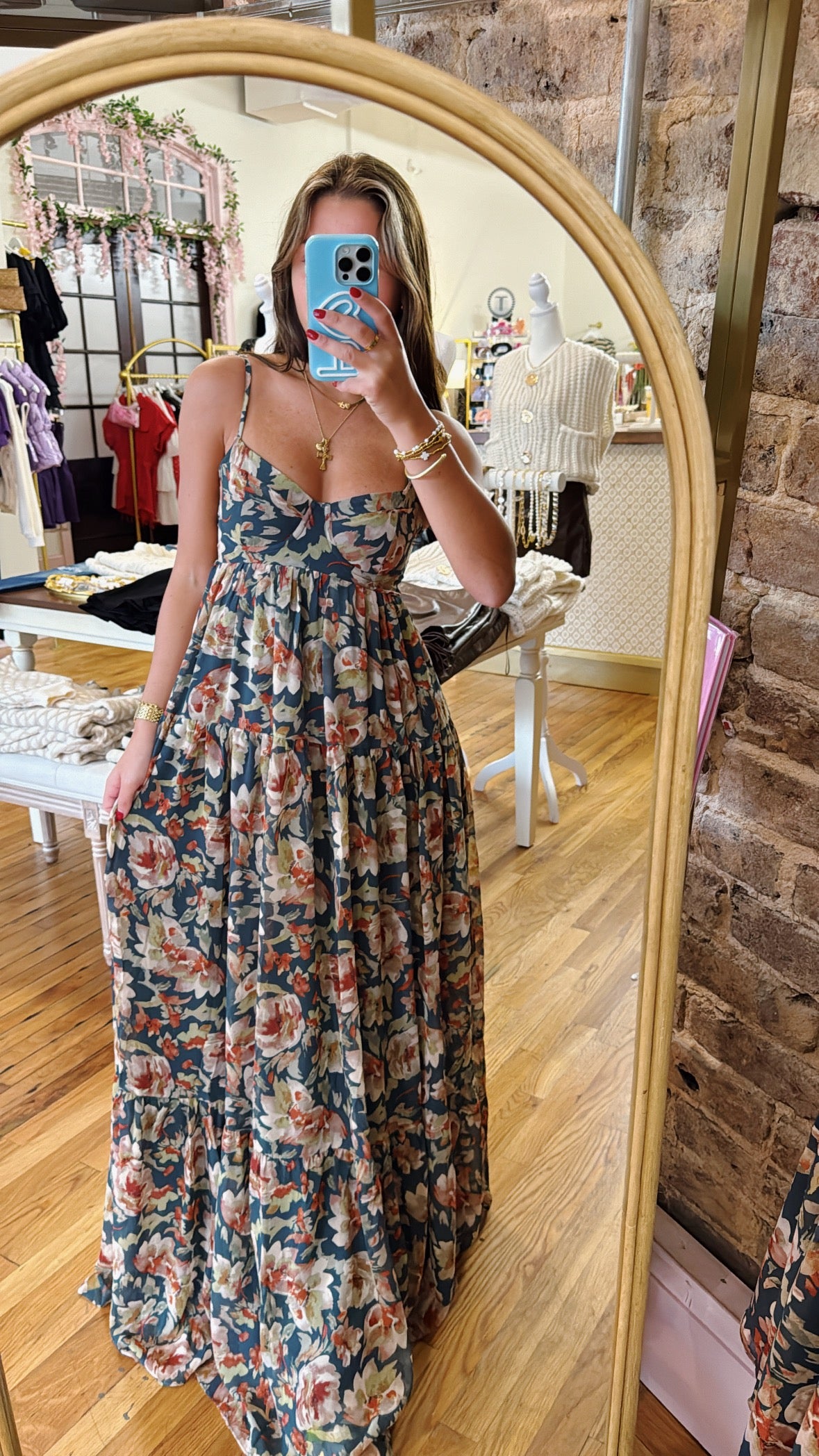 Say Anything Maxi Dress - Dark Green Floral