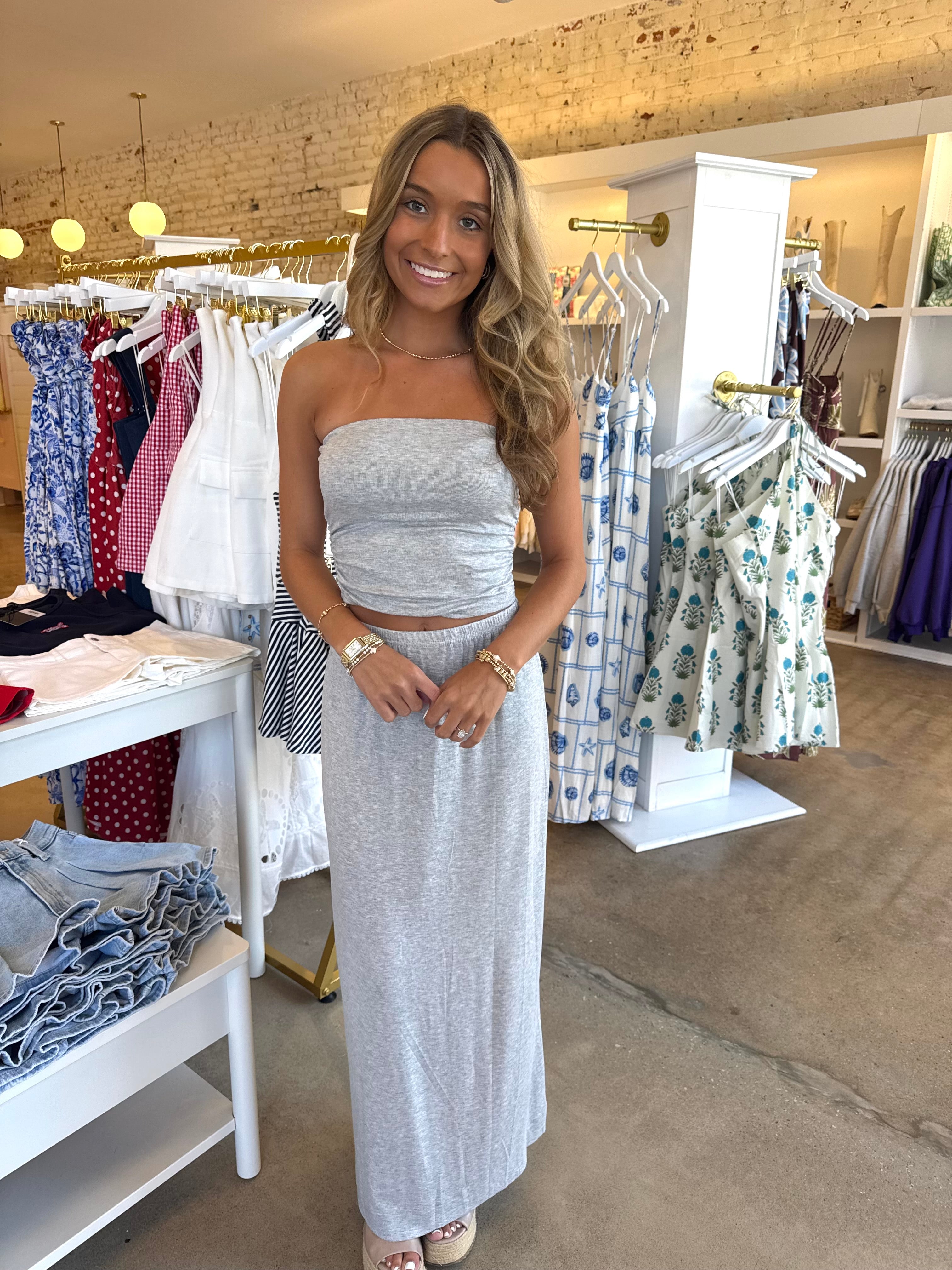 Monica Top & Skirt Set - Heather Grey