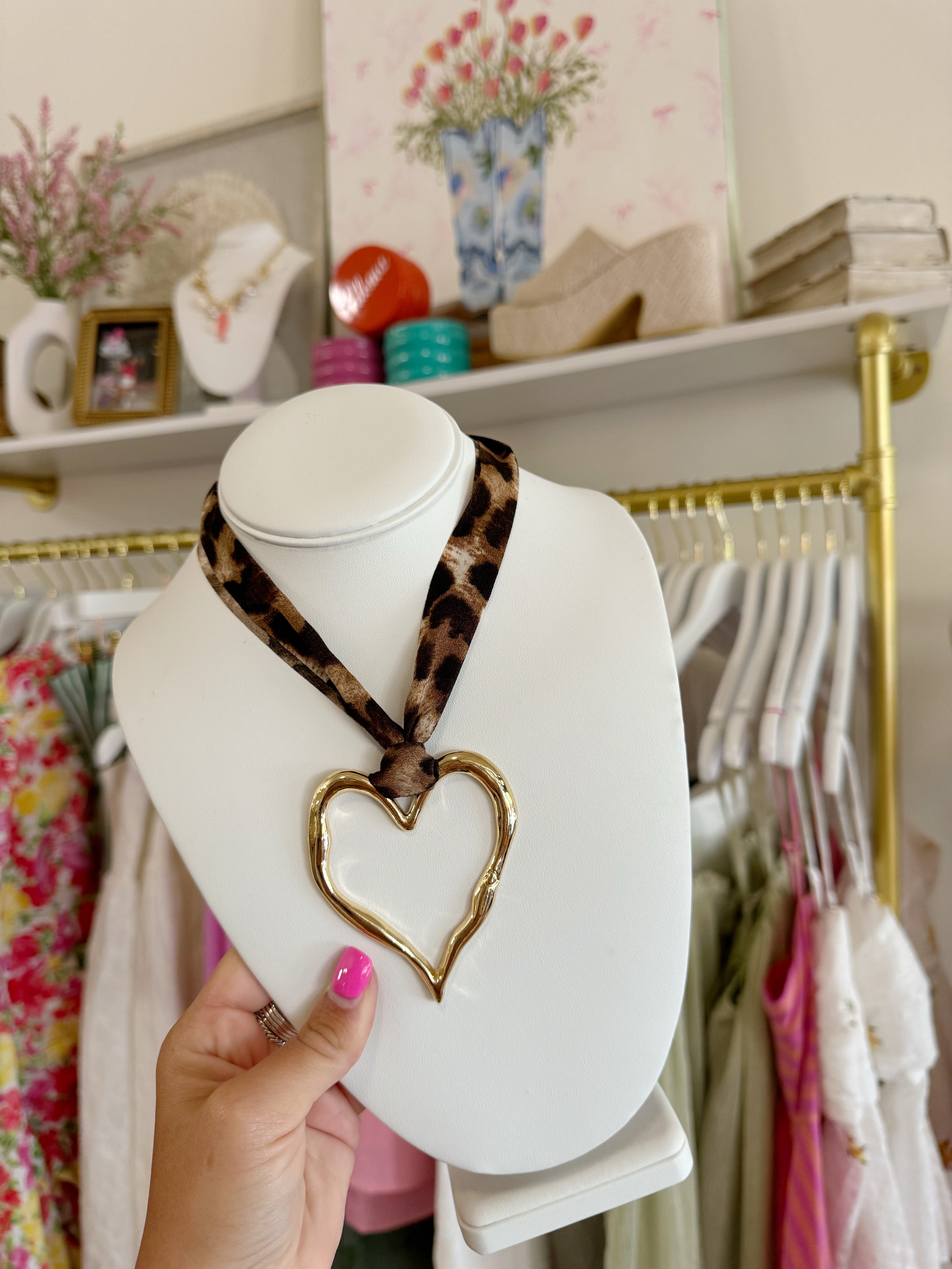 Cheetah Heart Statement Necklace