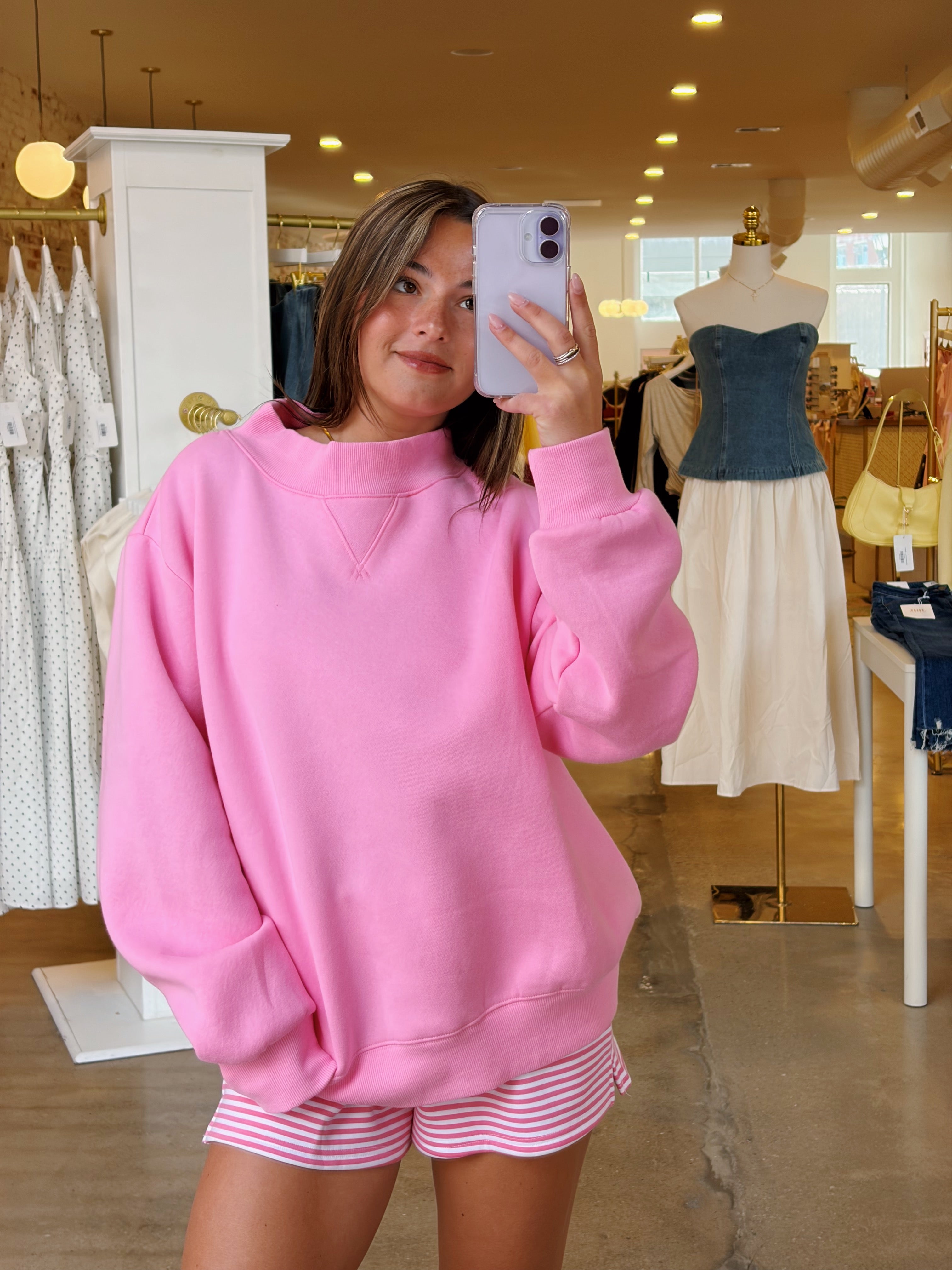 Parker Mockneck Sweatshirt - Bubblegum Pink