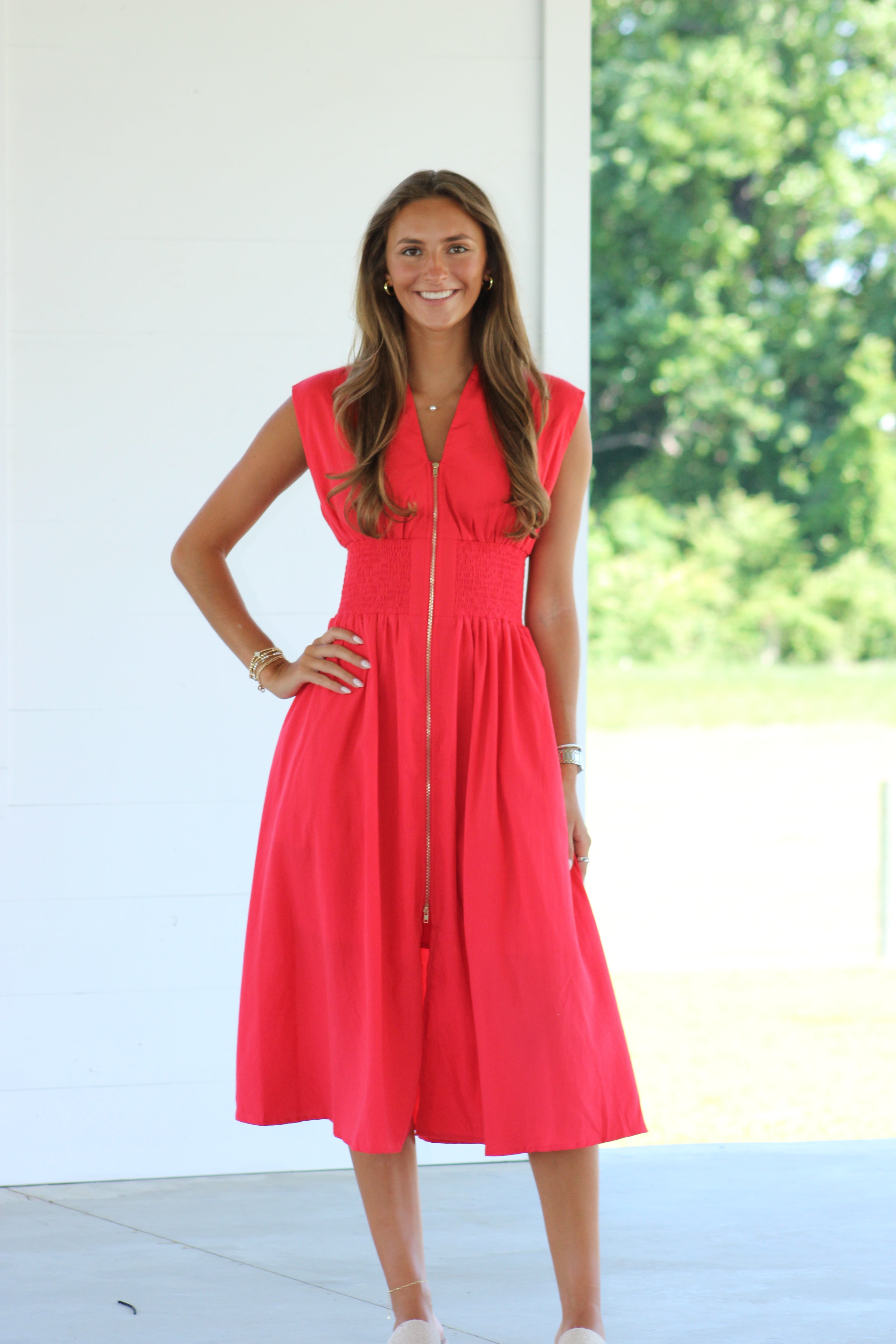 Turn Back Time Midi Dress - Red