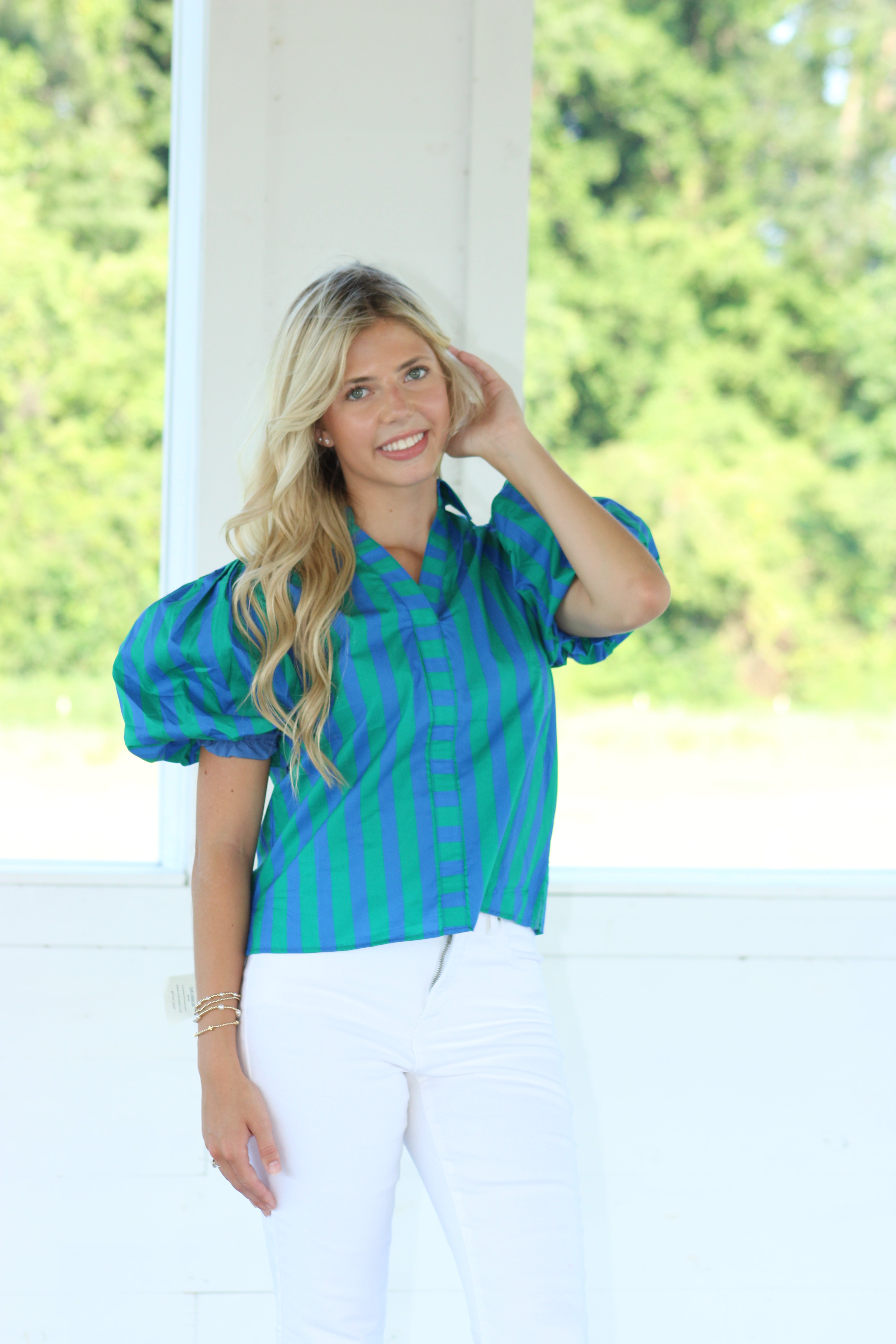 Ginny Top - Green/Blue