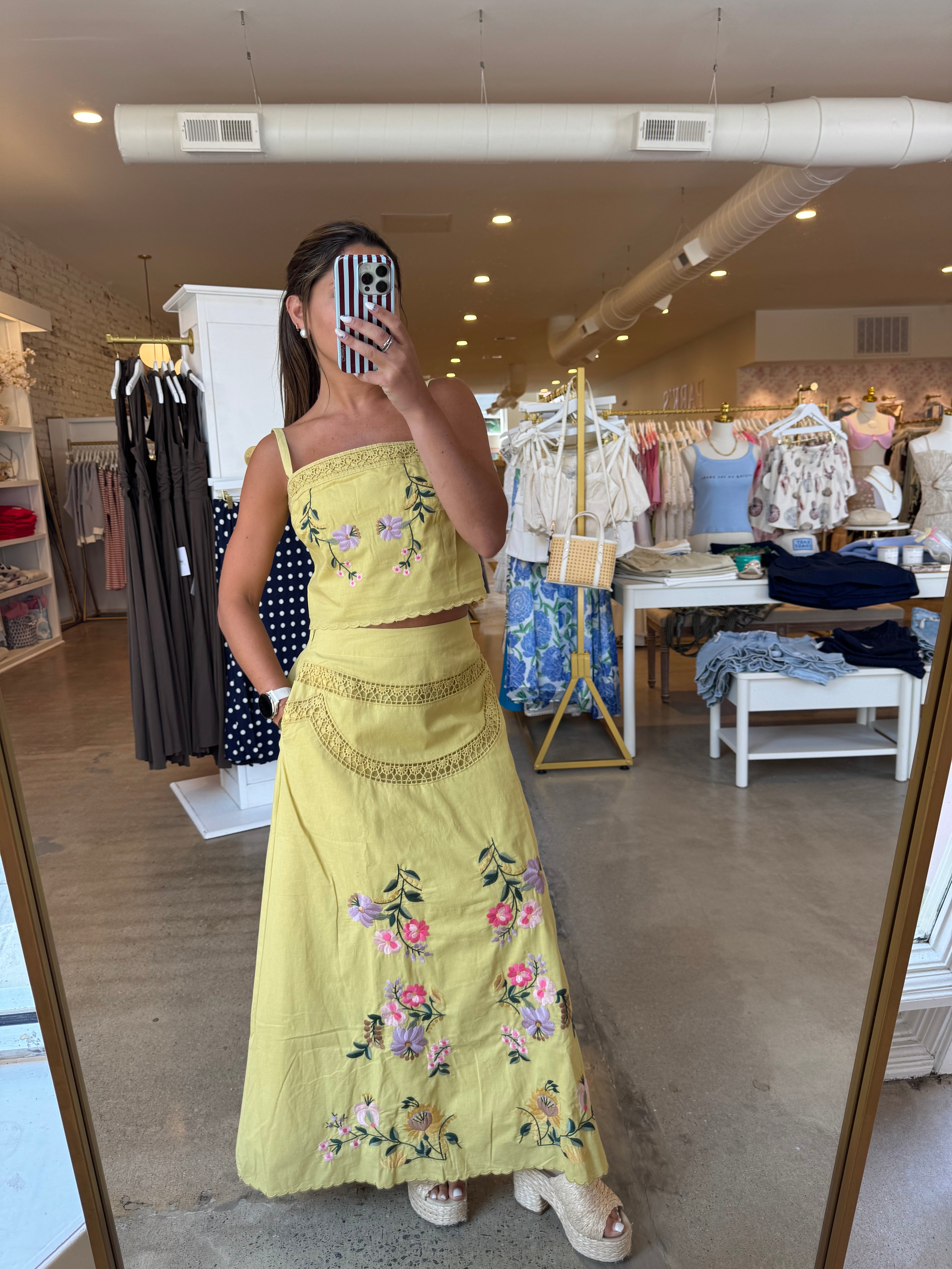 Siena Top & Maxi Skirt Set - Yellow Iris