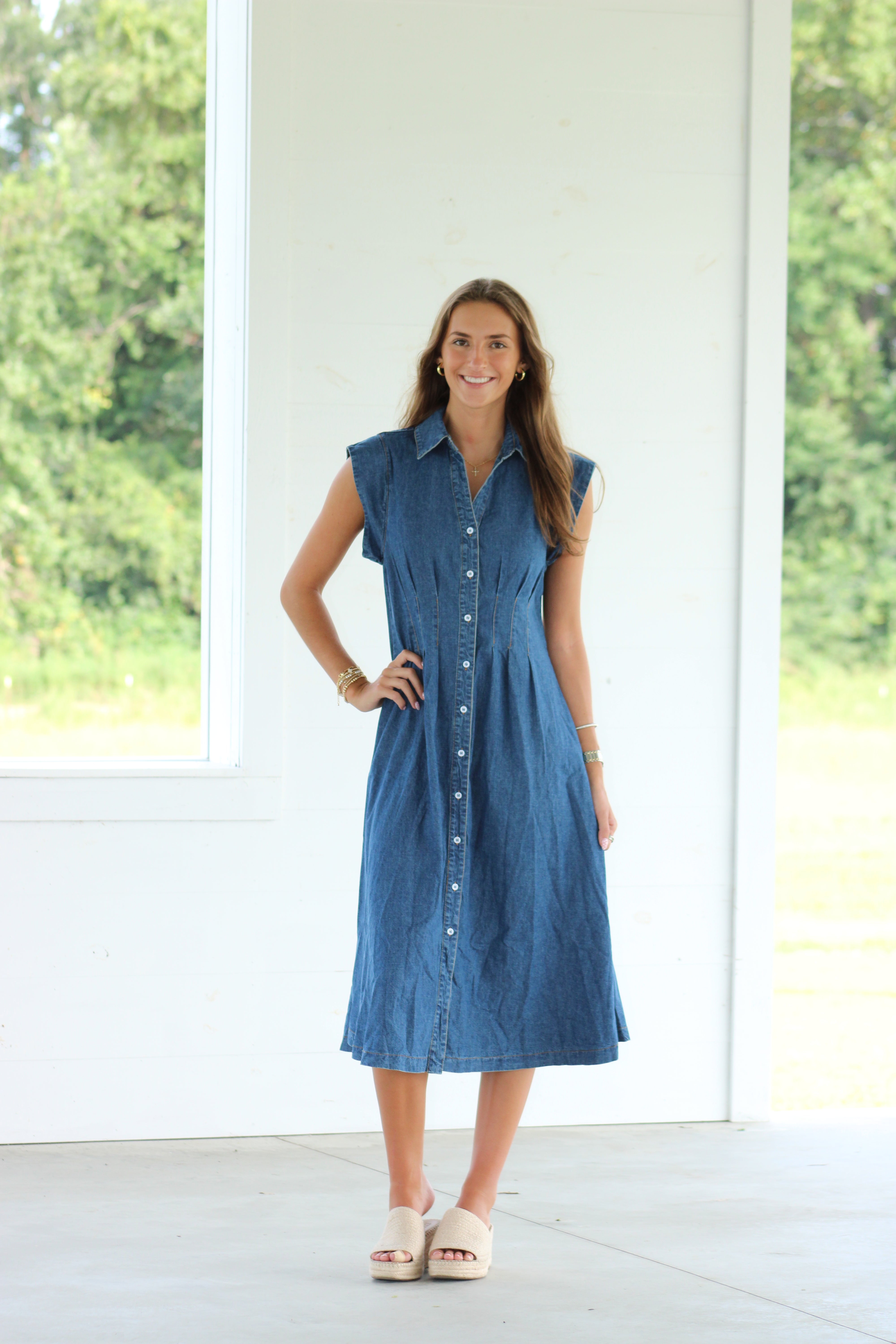 Ruthy Midi Denim Dress - Dark Wash